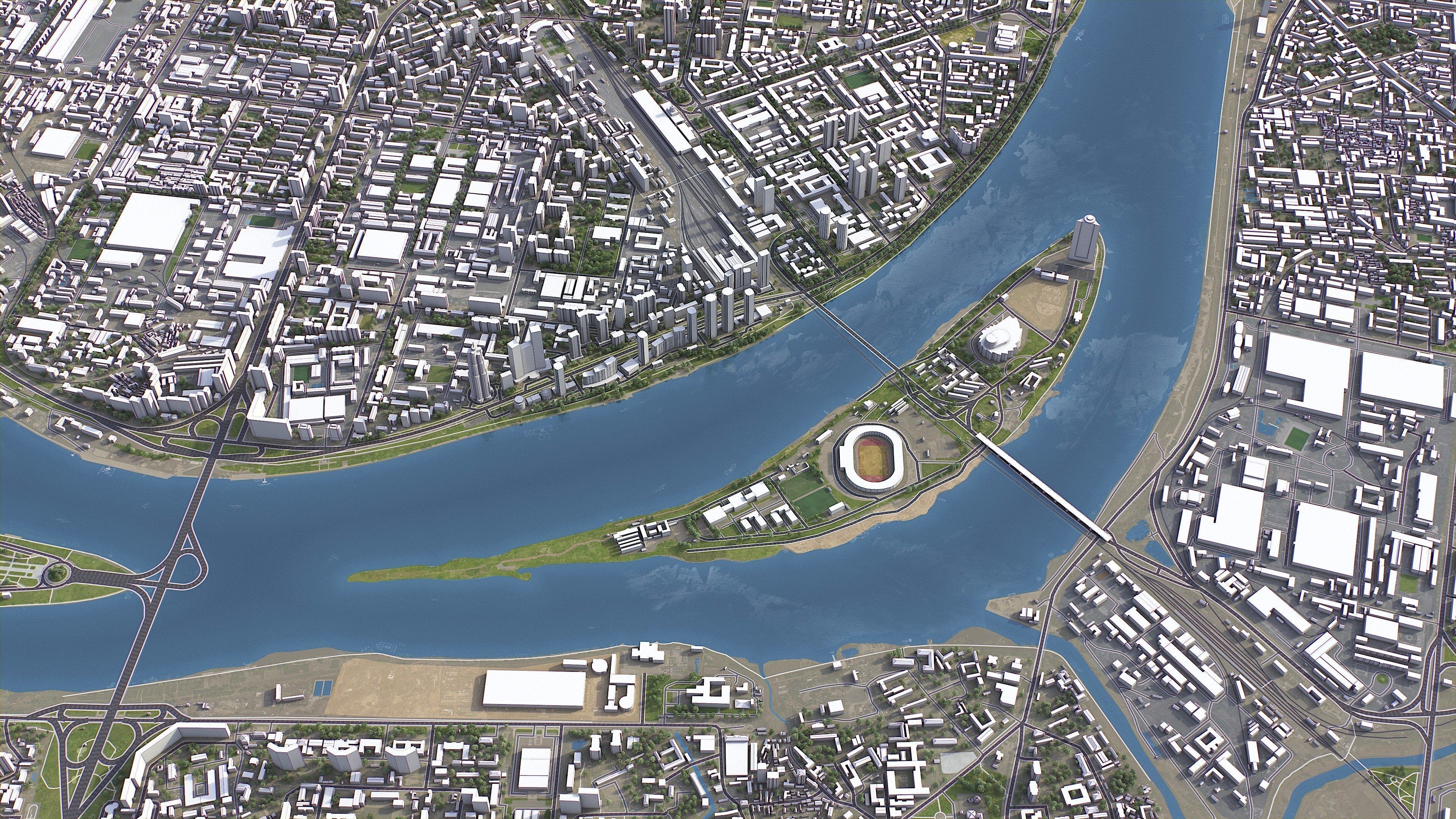 Pyongyang - 3D City Model Low-poly 3D model_1