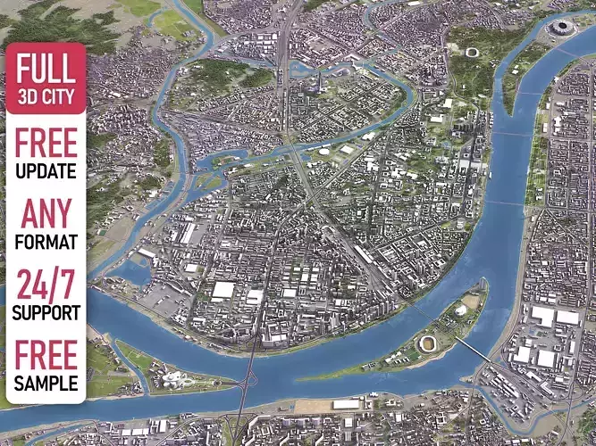 Pyongyang - 3D City Model Low-poly 3D model