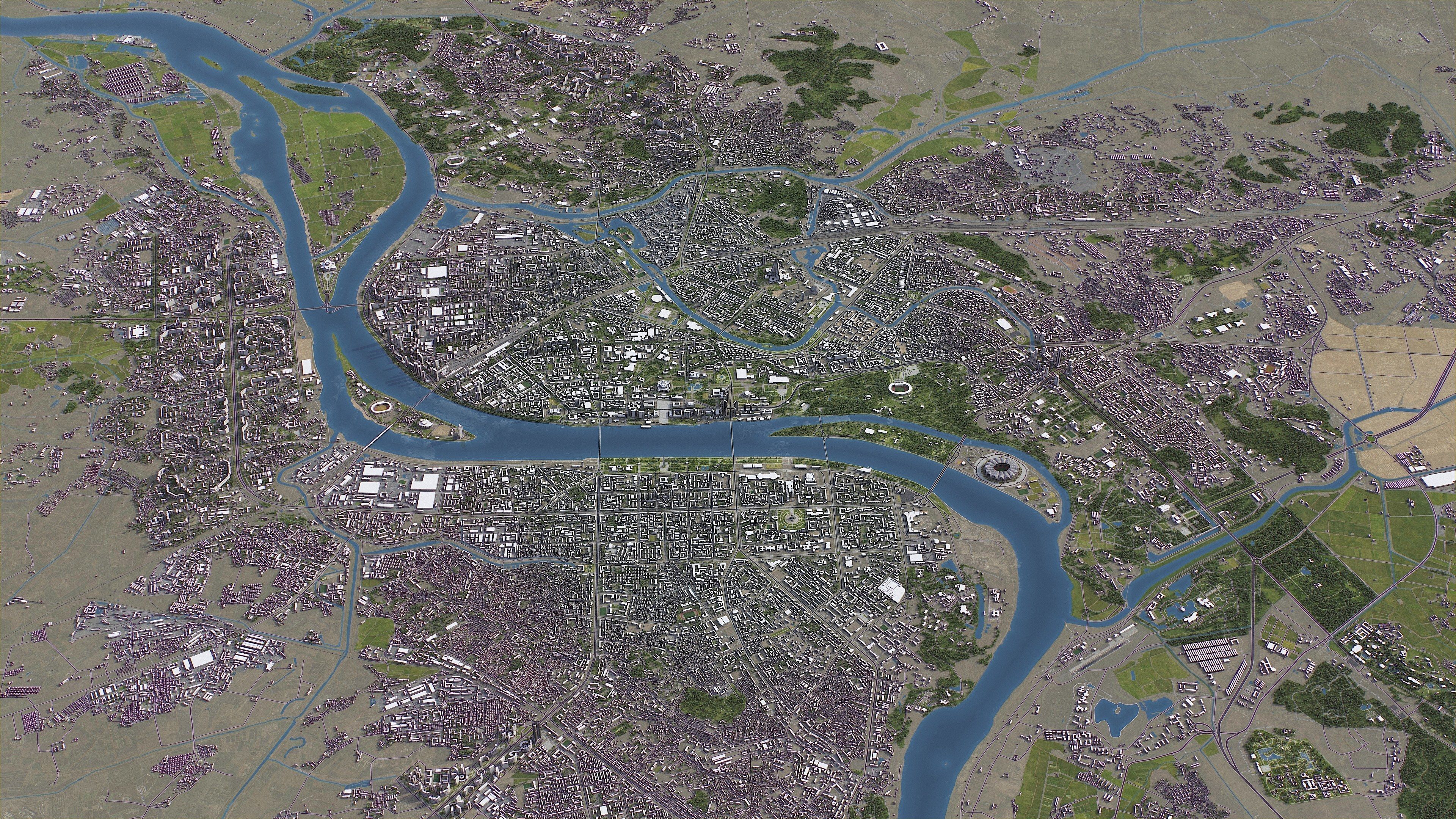 Pyongyang - 3D City Model Low-poly 3D model_10