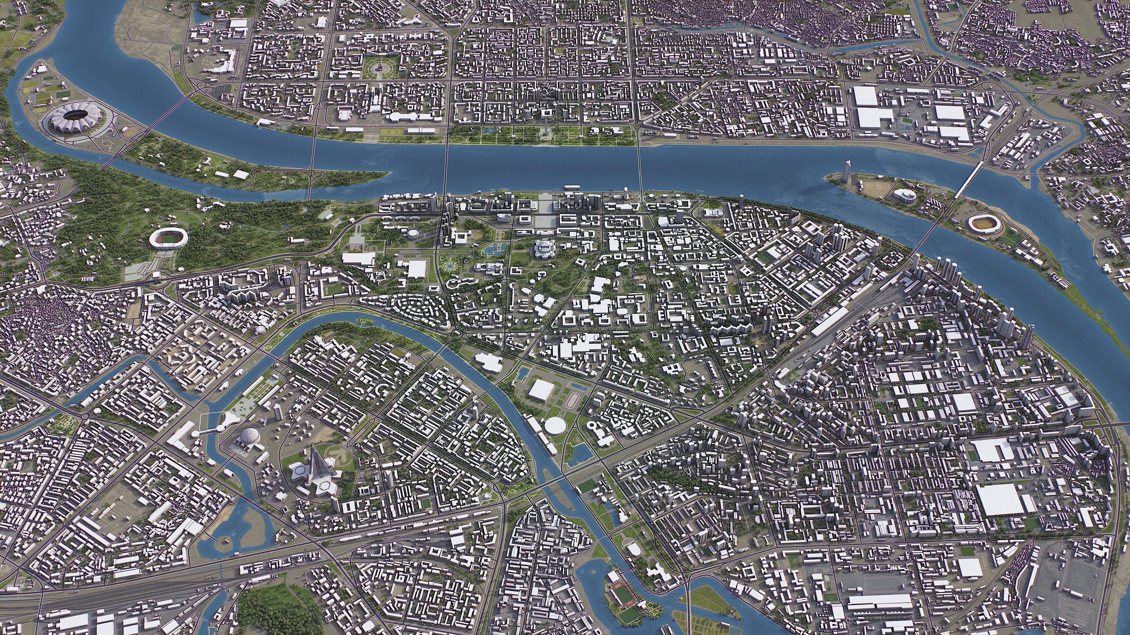 Pyongyang - 3D City Model Low-poly 3D model_7