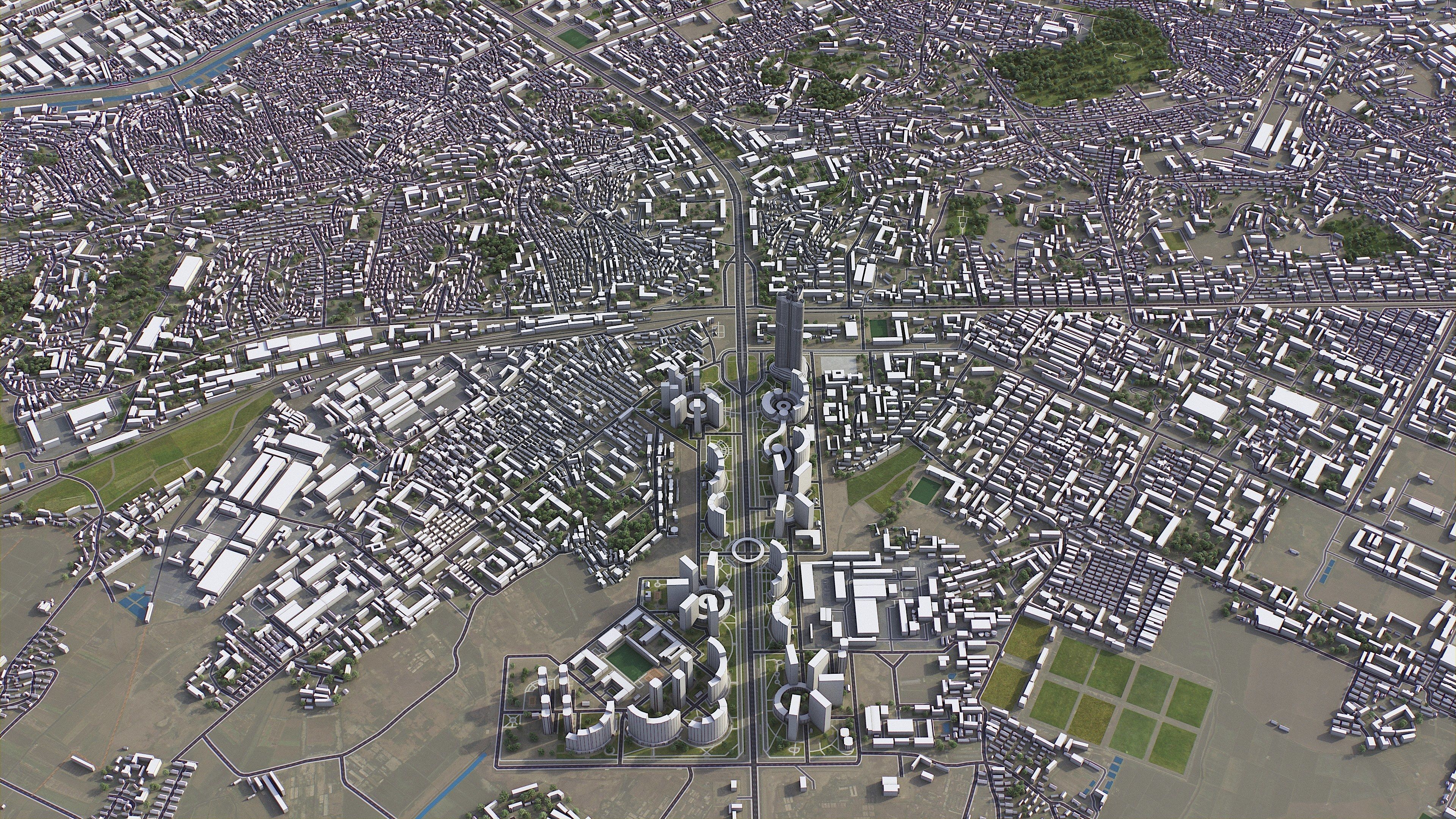 Pyongyang - 3D City Model Low-poly 3D model_11