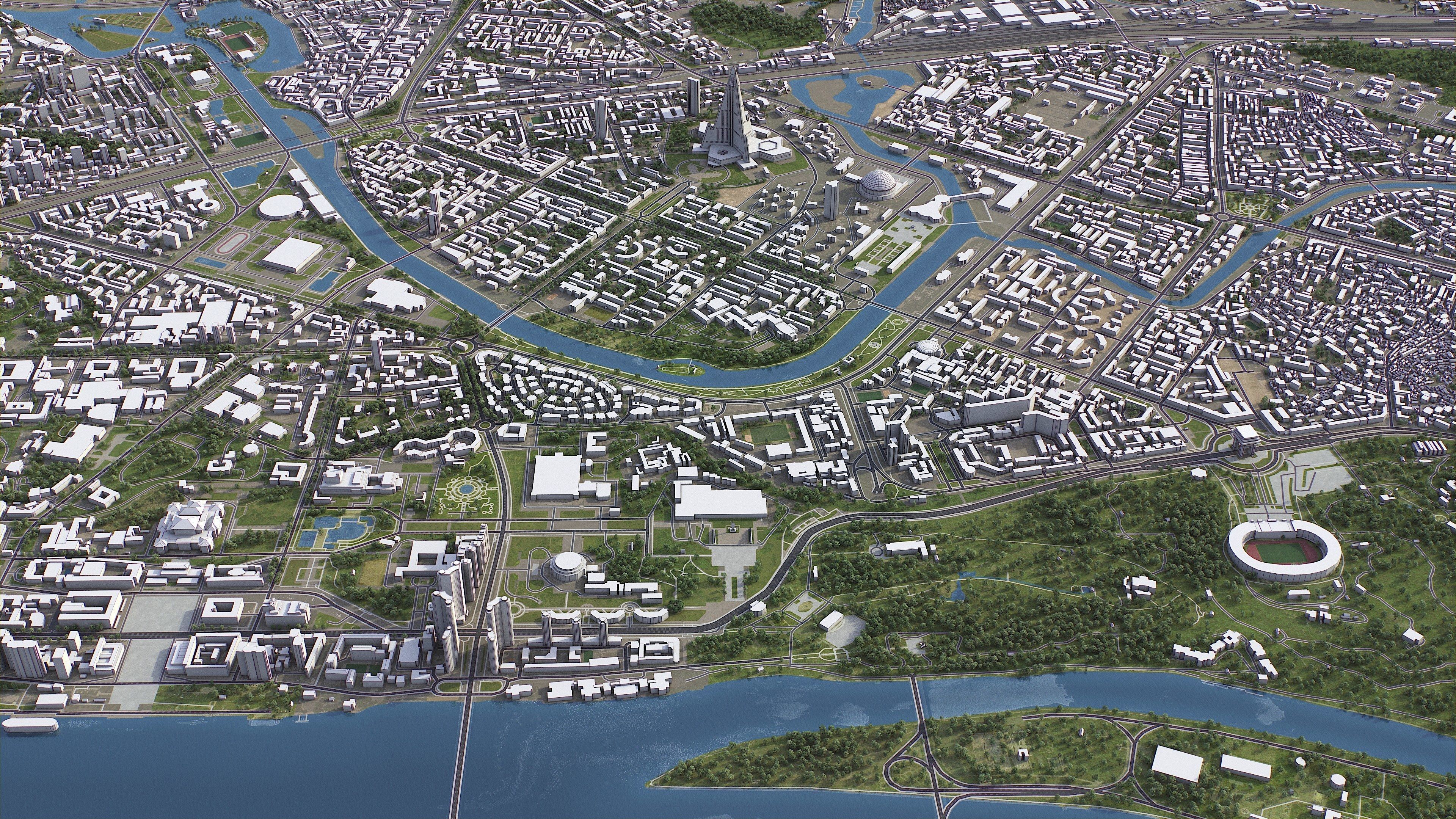 Pyongyang - 3D City Model Low-poly 3D model_12