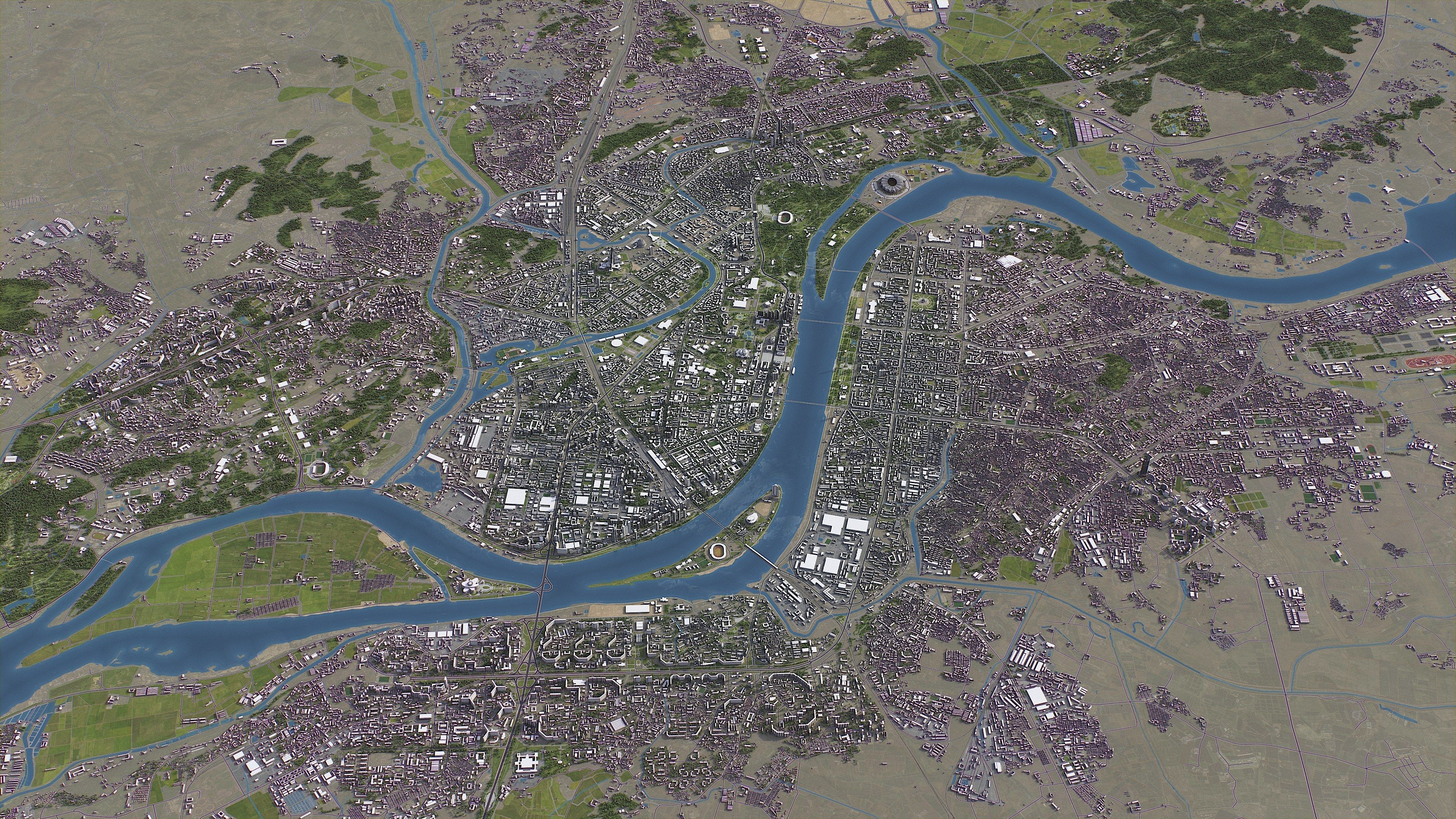 Pyongyang - 3D City Model Low-poly 3D model_9