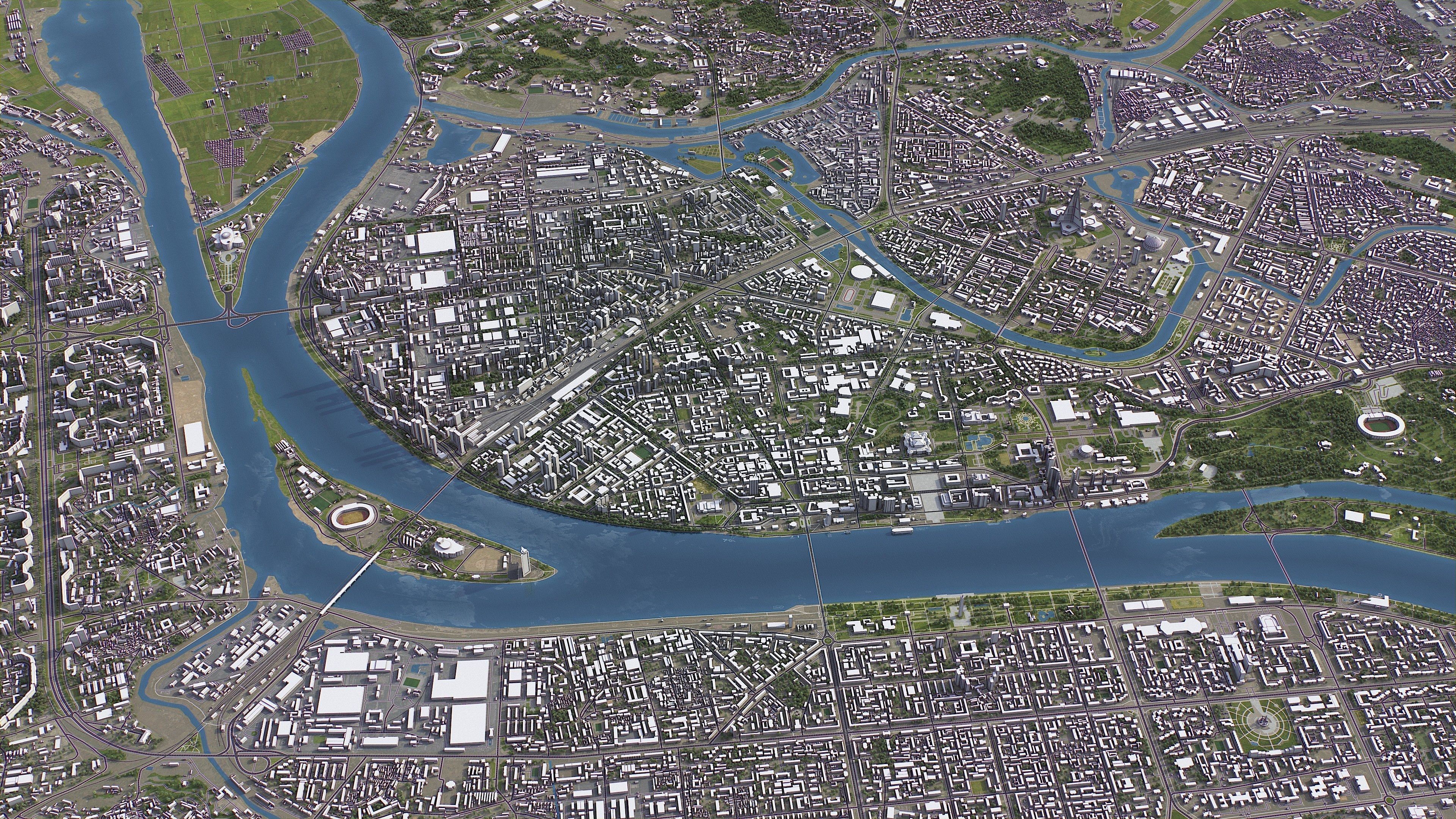 Pyongyang - 3D City Model Low-poly 3D model_5