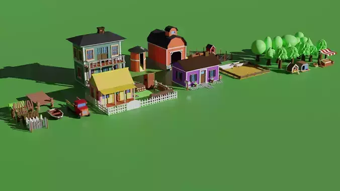 Low Poly Farm Package  Low-poly 3D model