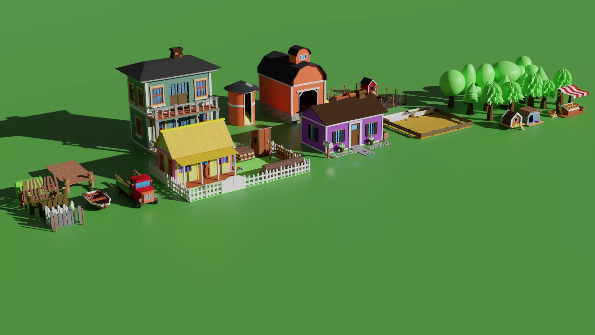 Low Poly Farm Package Low-poly 3D model_0