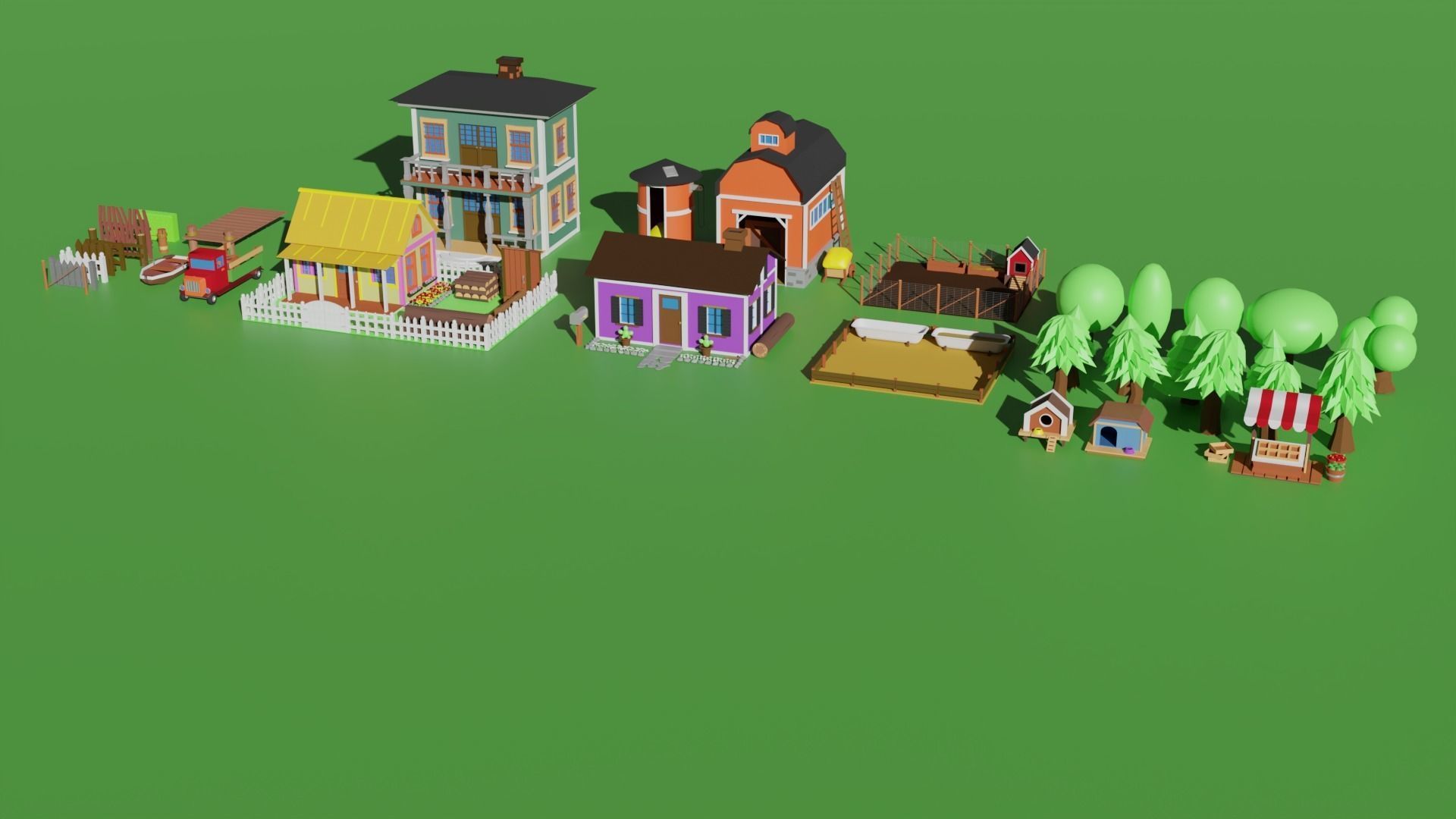 Low Poly Farm Package Low-poly 3D model_1