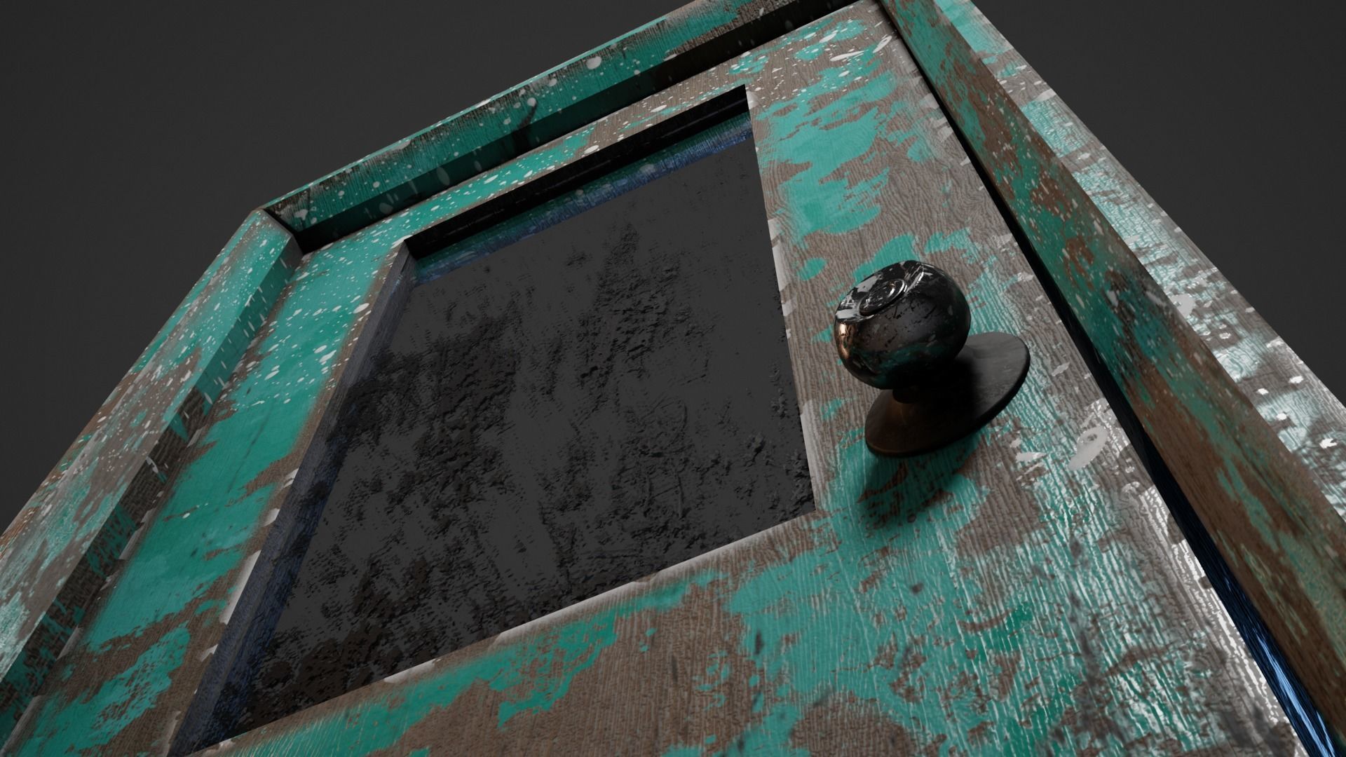 Realistic Old Painted Wooden Door Low Poly Low-poly 3D model_2