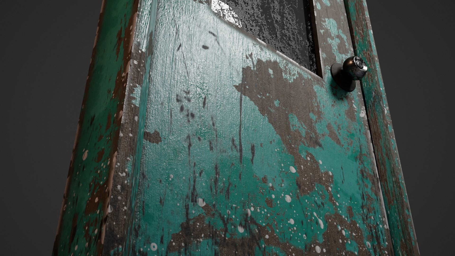 Realistic Old Painted Wooden Door Low Poly Low-poly 3D model_3