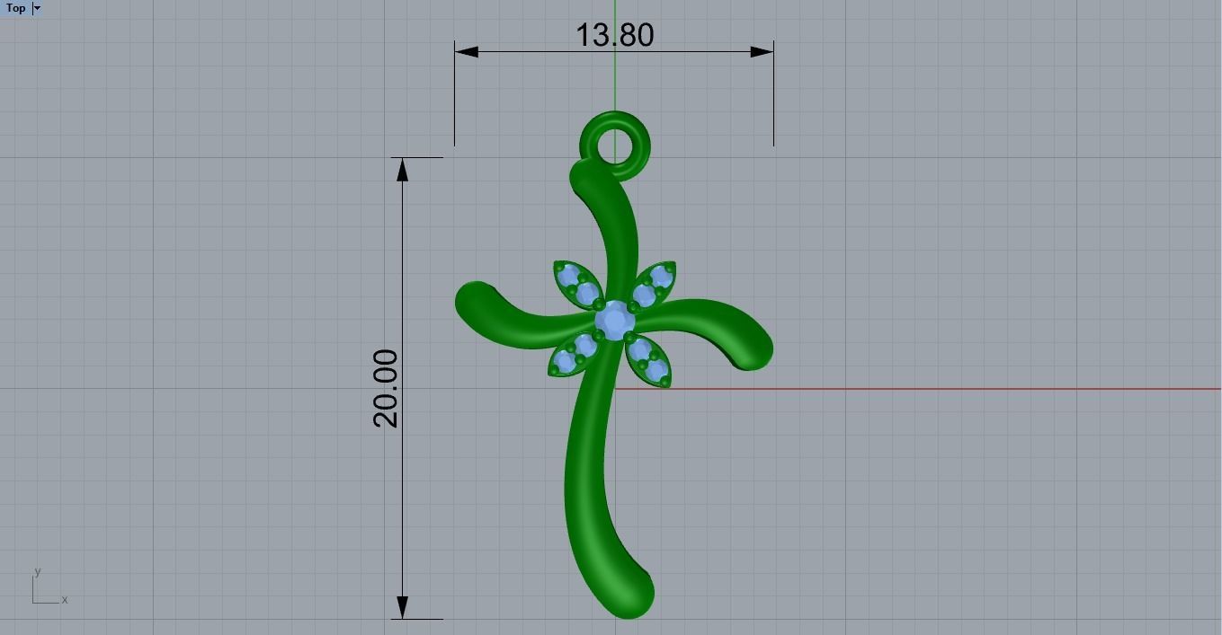 CROSS DIAMOND PENDANT 3D print model_7