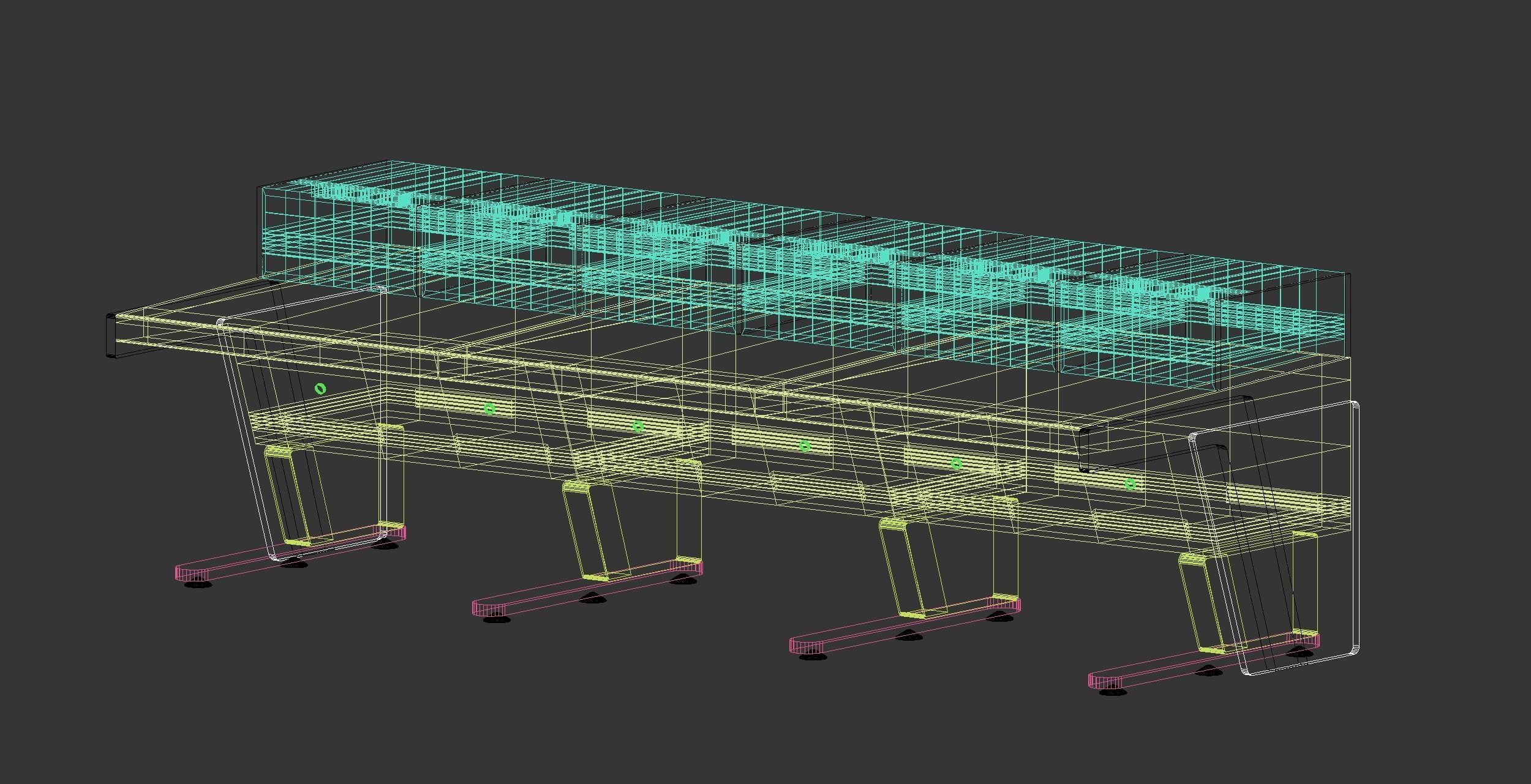 Control Room Table- Real Life Scale Low-poly 3D model_9