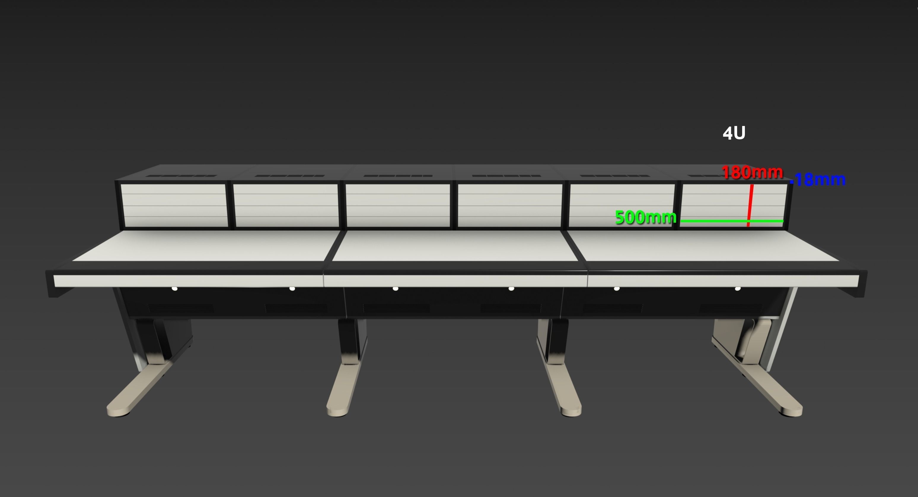 Control Room Table- Real Life Scale Low-poly 3D model_8