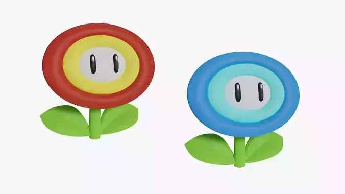 Power Flowers SET - Mario 3D model