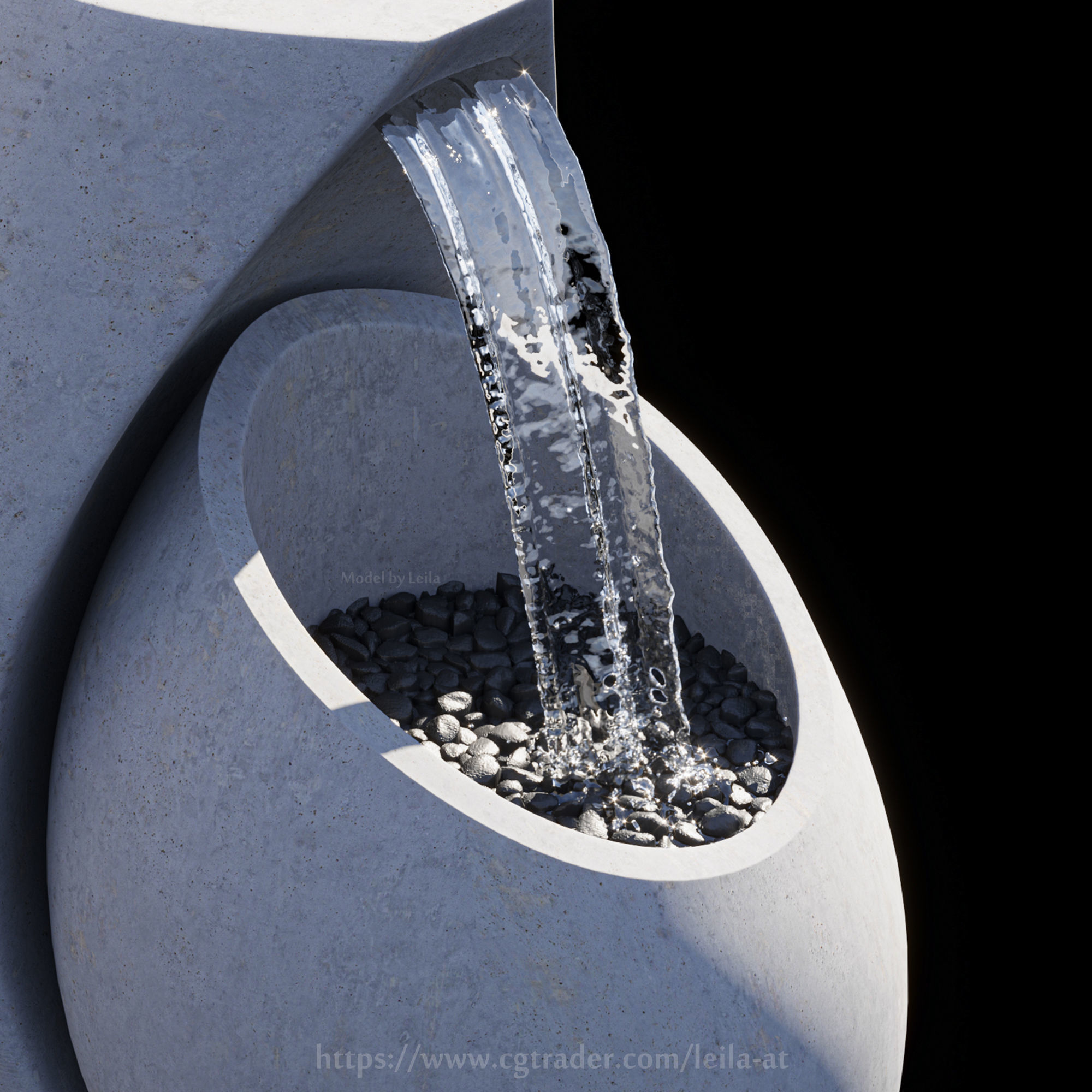 Waterfall Fountains modern Landscape 3D model_6
