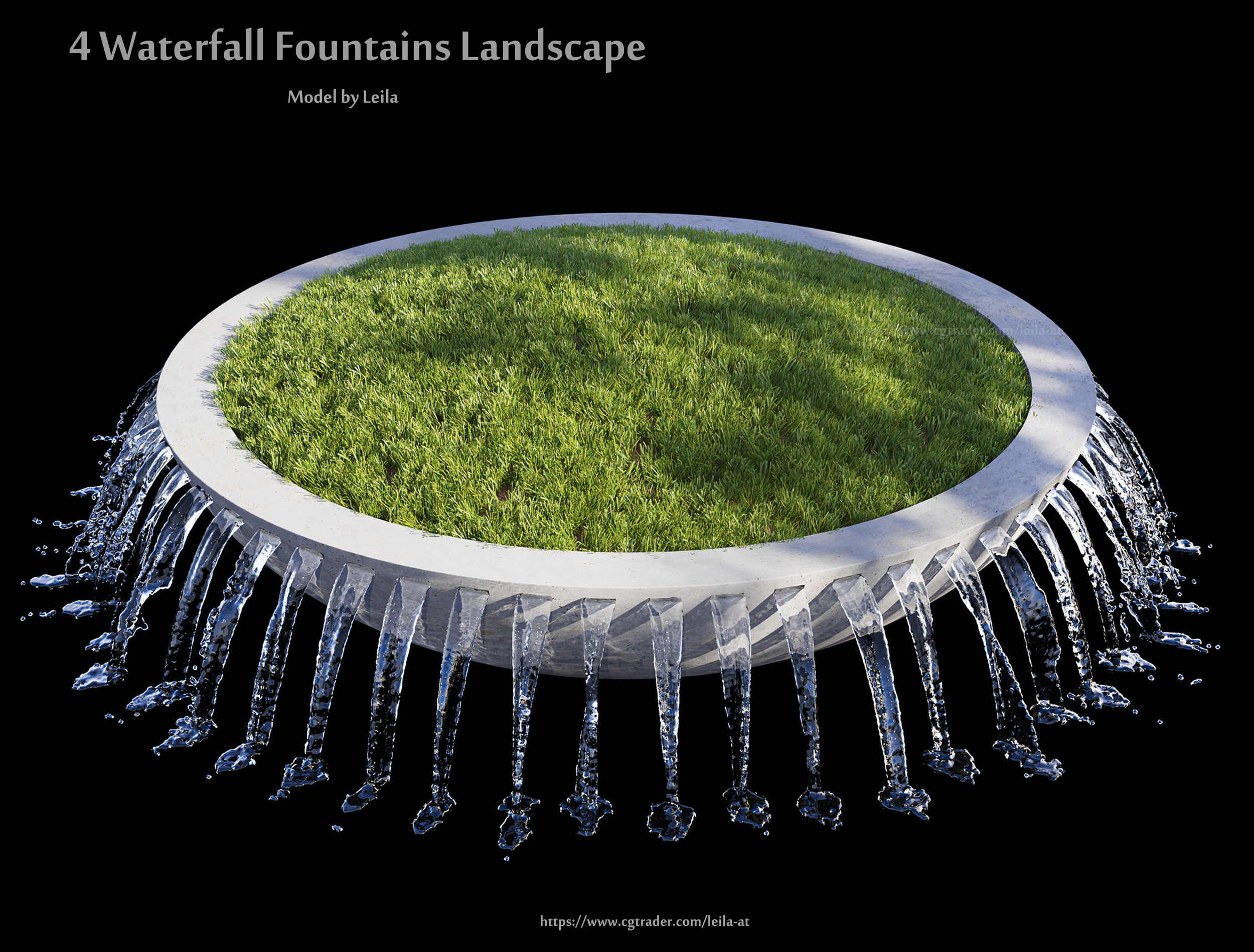 Waterfall Fountains modern Landscape 3D model_5