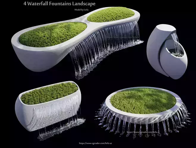 Waterfall Fountains modern Landscape 3D model Waterfall Fountains modern Landscape 3D model