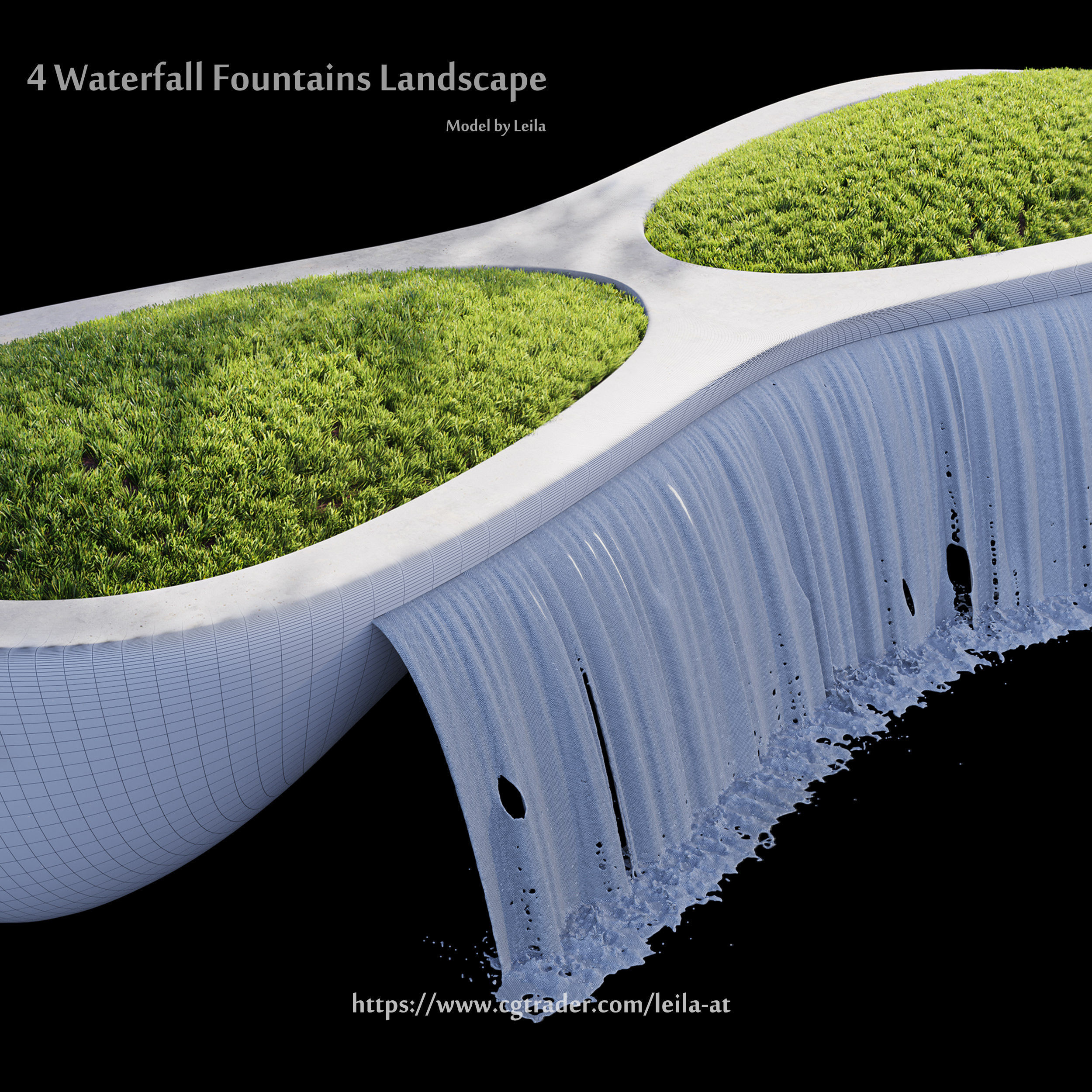 Waterfall Fountains modern Landscape 3D model_8