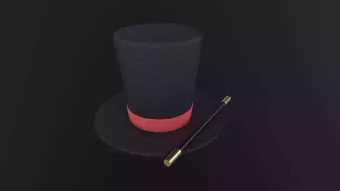 Magician Hat And Wand 3D Model Low-poly 3D model