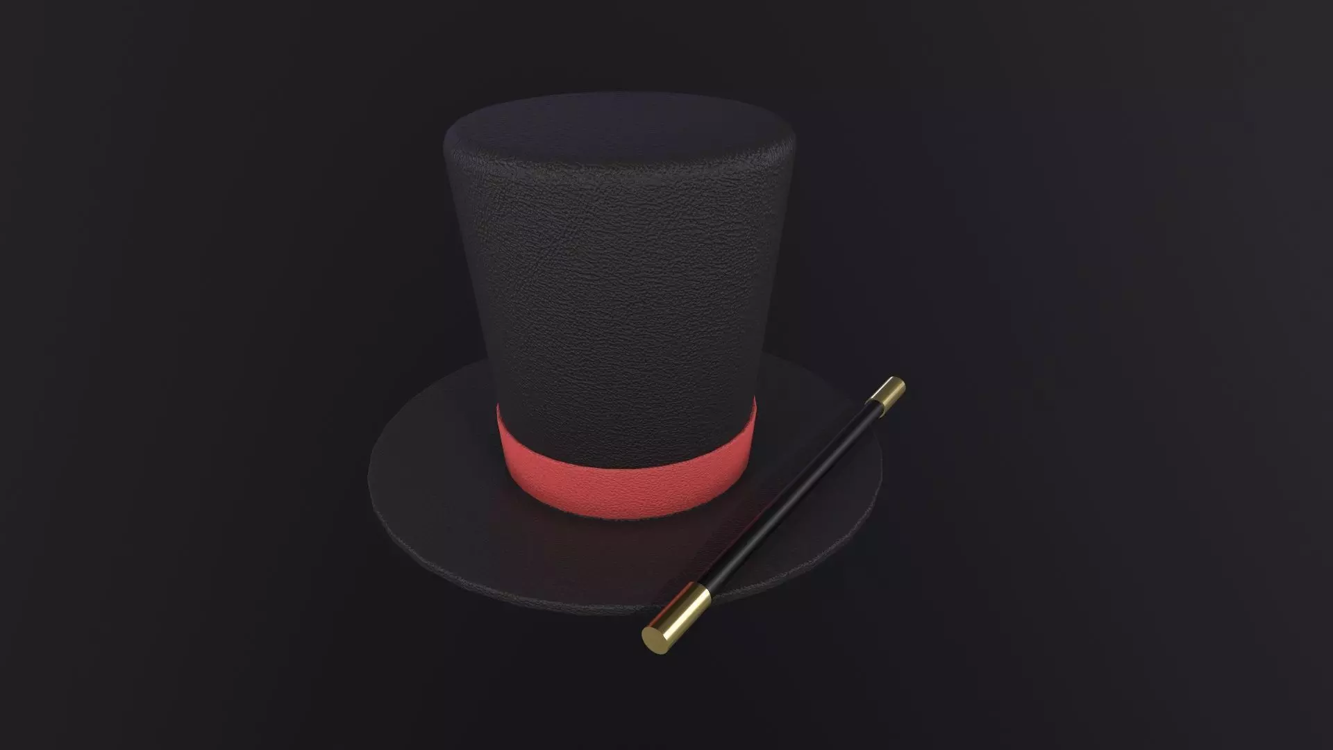 Magician Hat And Wand 3D Model Low-poly 3D model_0