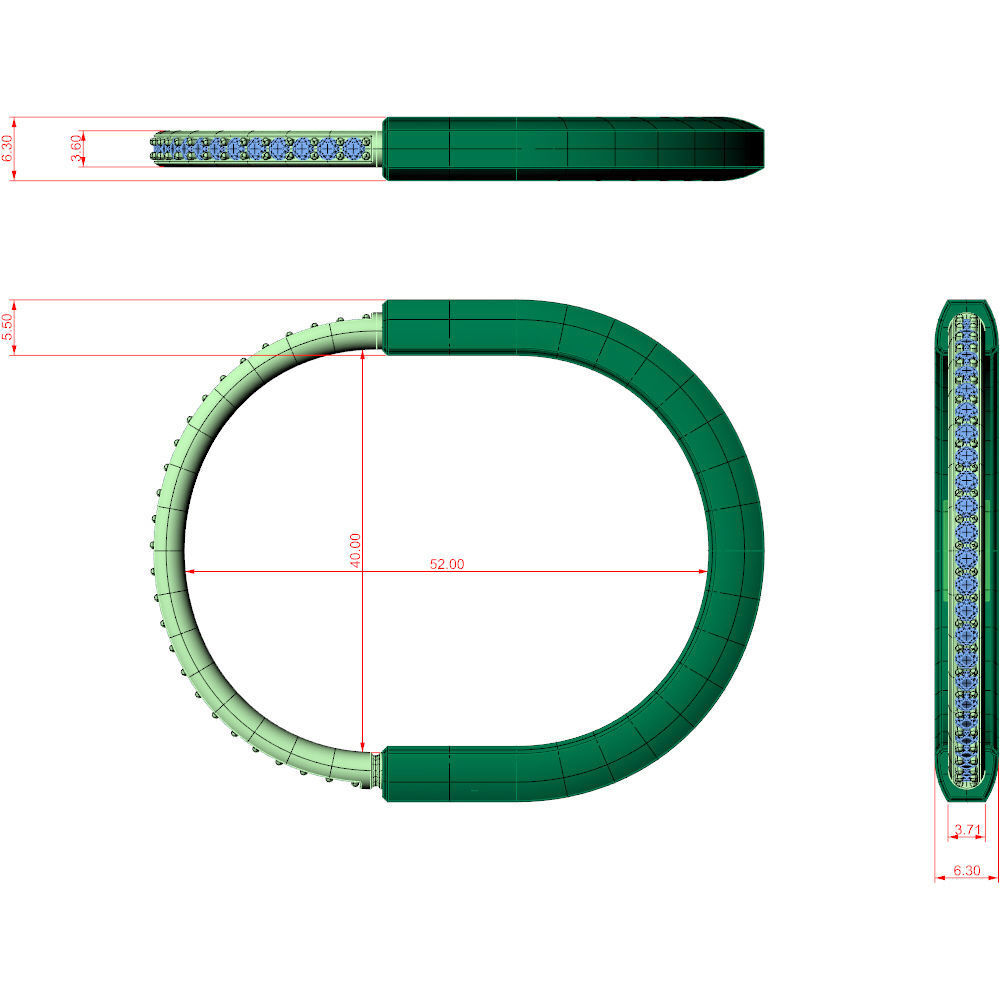 Lock Bracelet T 15cm 3D print model_16