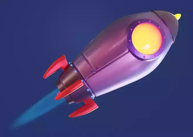 Stylized low poly Rocket 3D model Low-poly 3D model