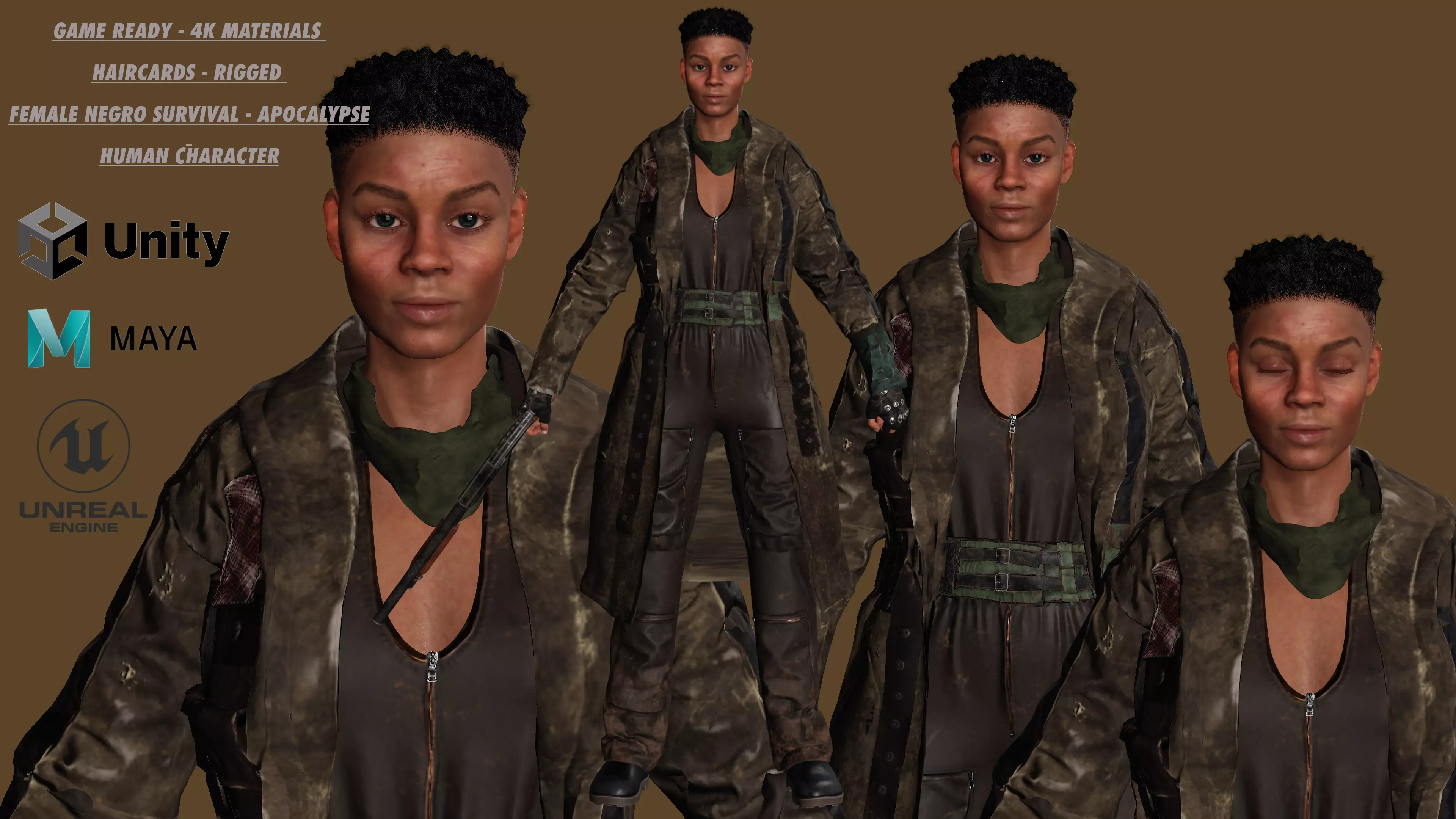 AAA 3D APOCALYPTIC or SURVIVAL F4-REALISTIC GAME READY CHARACTER Low-poly 3D model_0