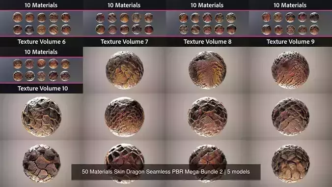 50 Materials Skin Dragon Seamless PBR Mega-Bundle 2 Texture 50 Materials Skin Dragon Seamless PBR Mega-Bundle 2 Texture