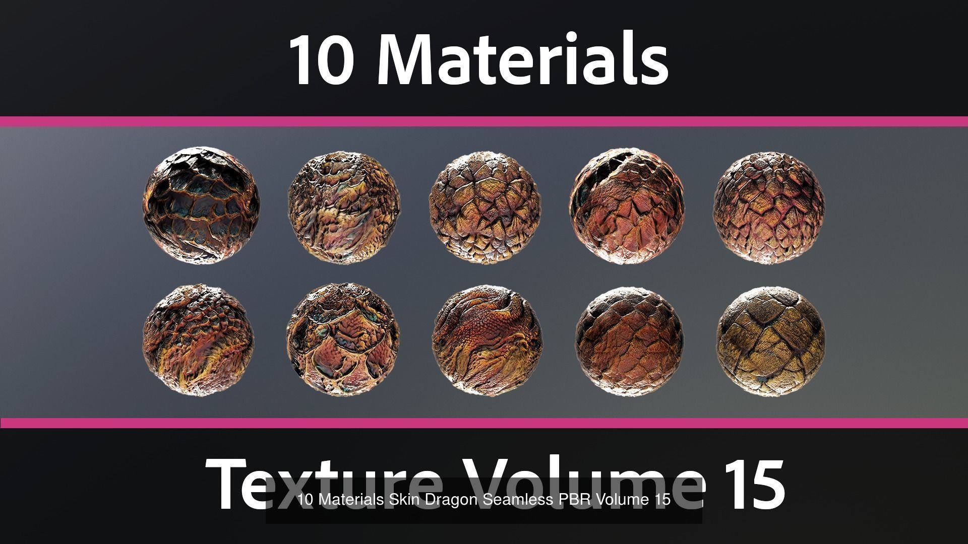 50 Materials Skin Dragon Seamless PBR Mega-Bundle 3 Texture_5