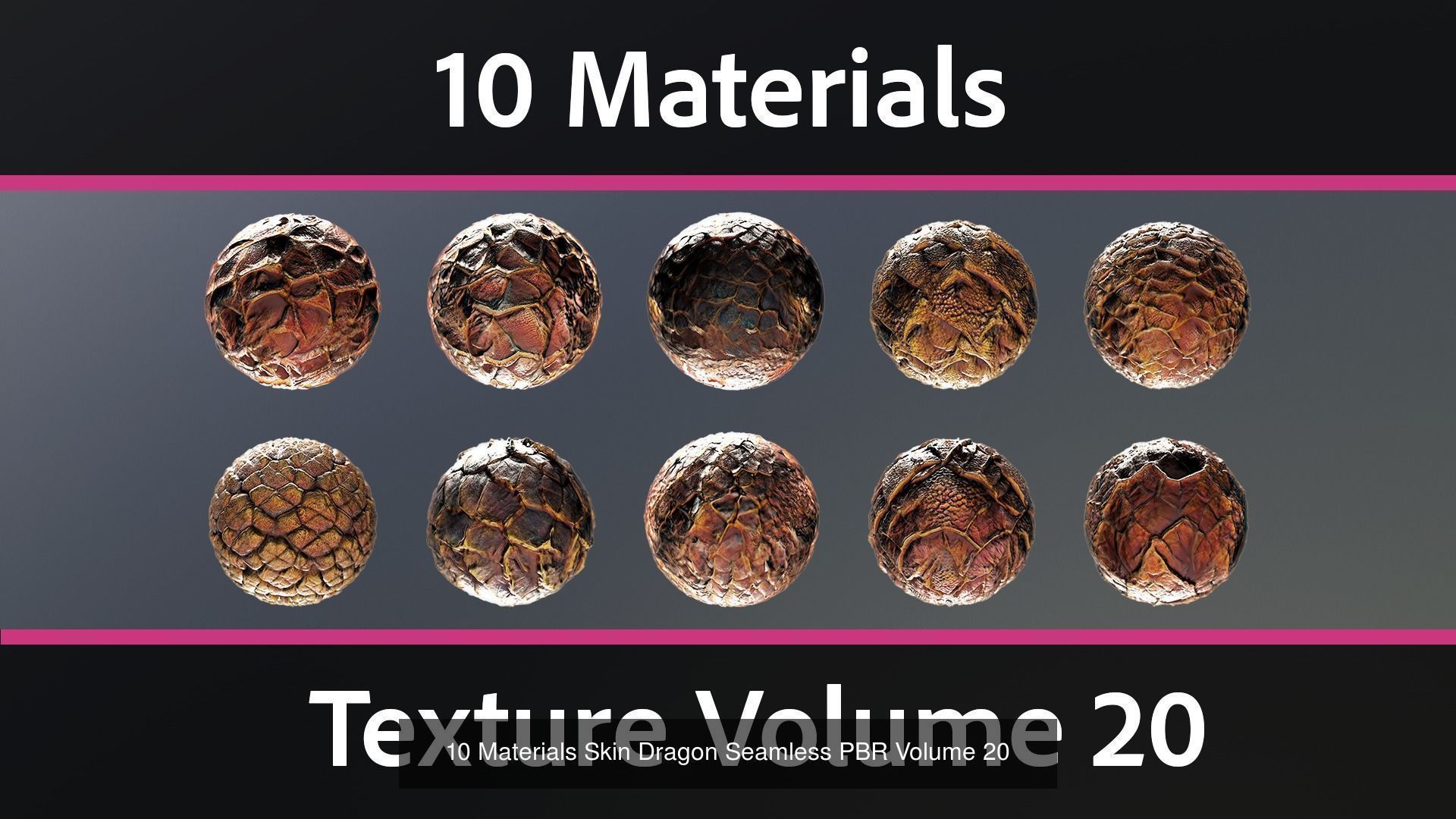 50 Materials Skin Dragon Seamless PBR Mega-Bundle 4 Texture_5