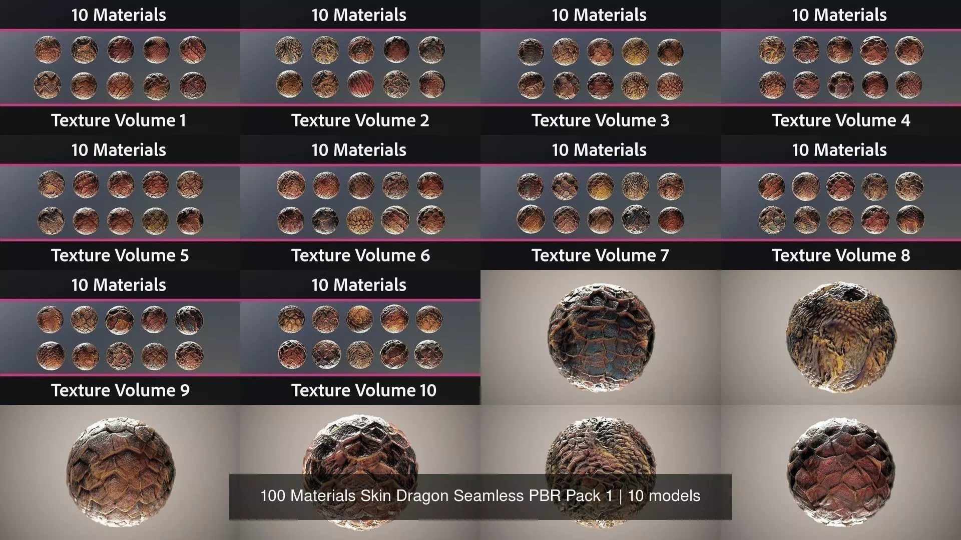 100 Materials Skin Dragon Seamless PBR Pack 1 Texture_0