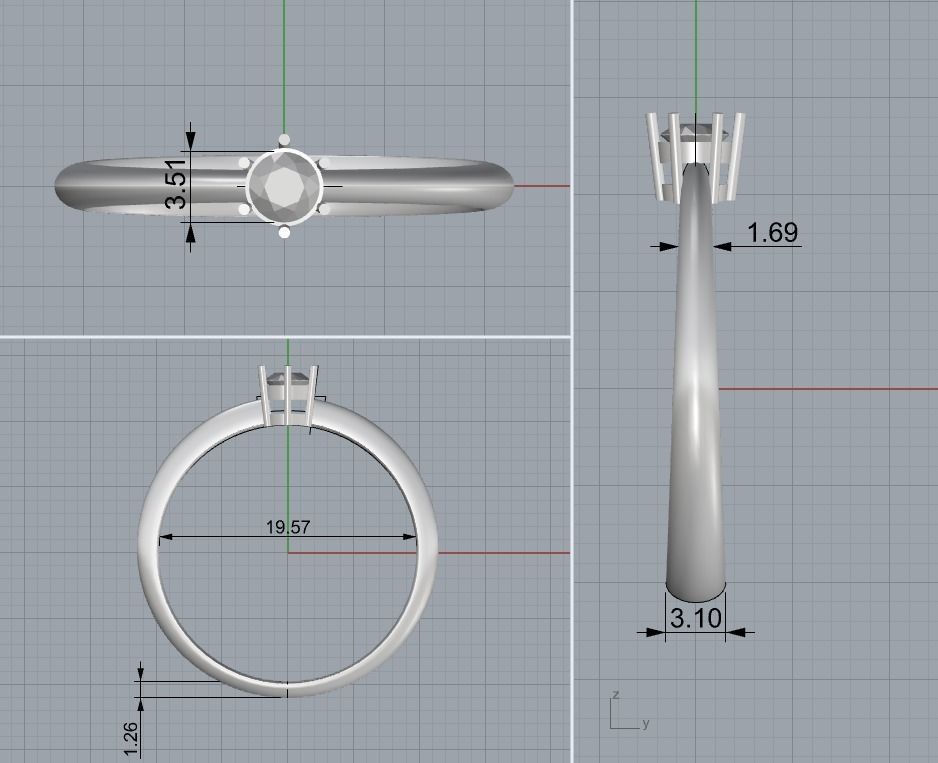 Simple engagement ring 3D print model_1