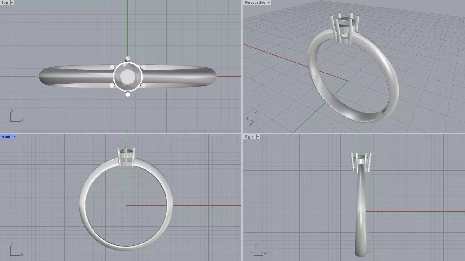 Simple engagement ring 3D print model_0
