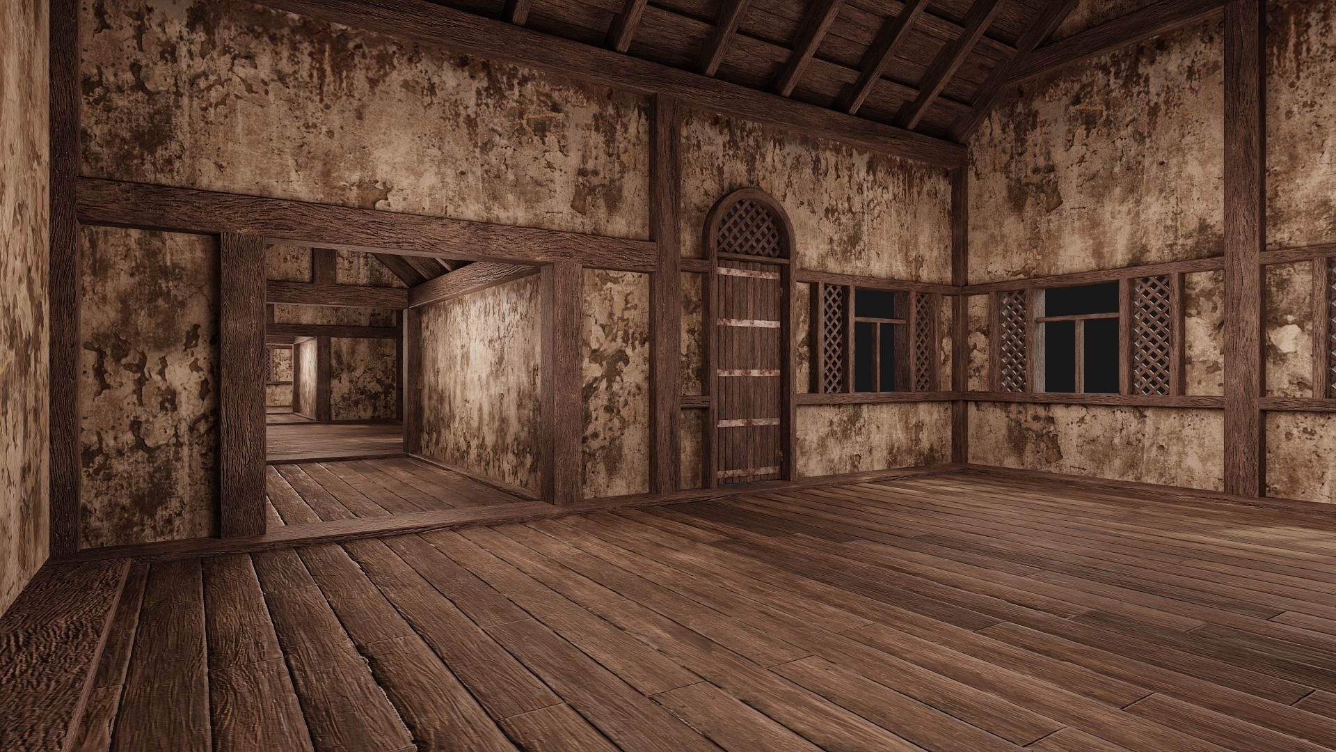 205-206-207-208 Old Medieval Houses Pack 4K Textures Low-poly 3D model_8