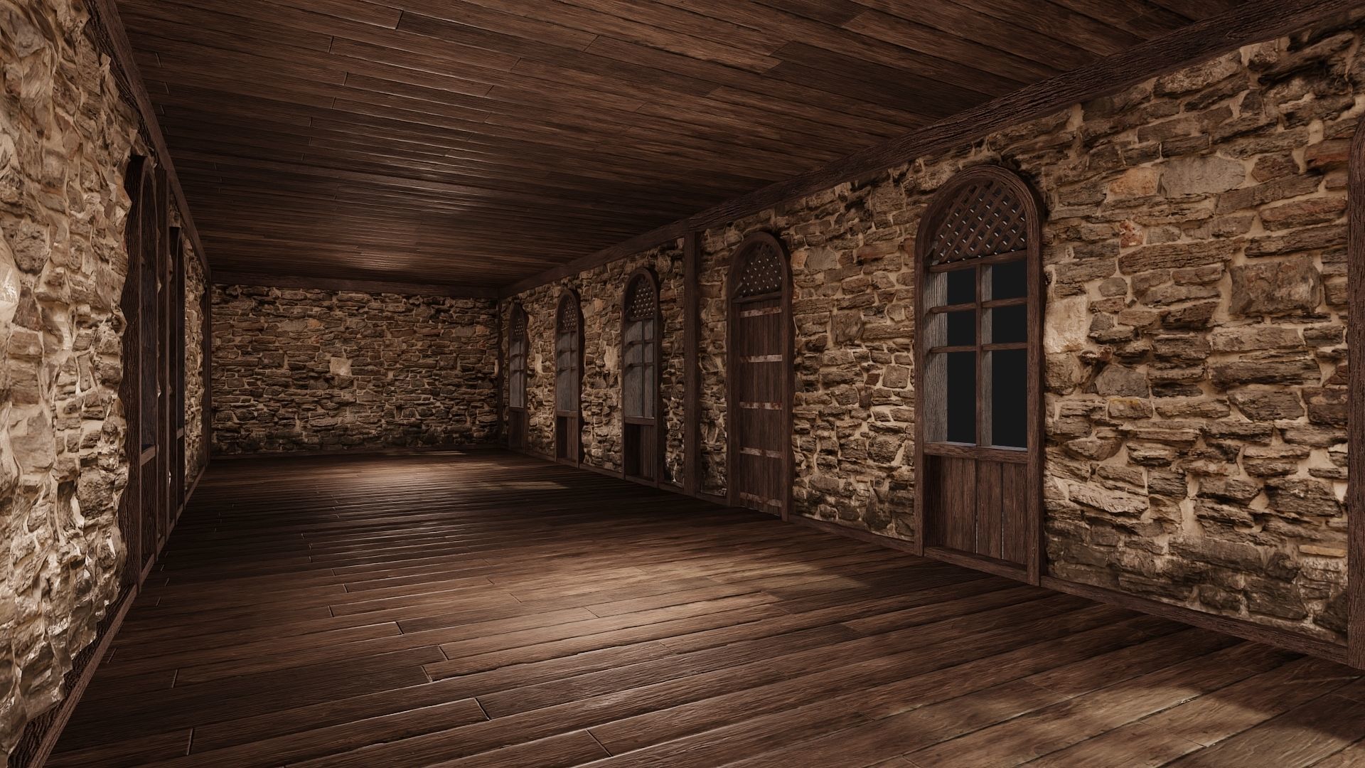 205-206-207-208 Old Medieval Houses Pack 4K Textures Low-poly 3D model_7