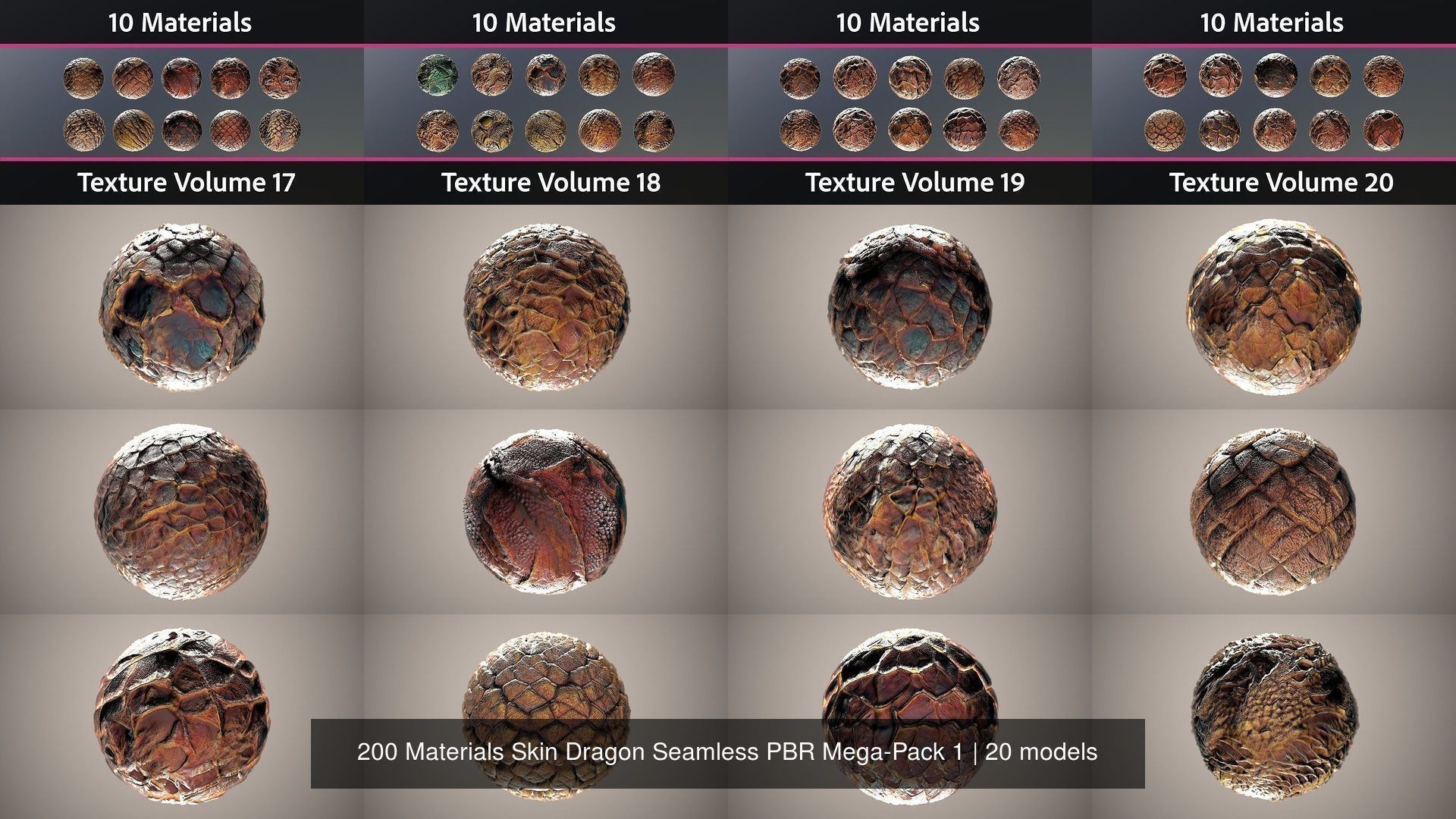 200 Materials Skin Dragon Seamless PBR Mega-Pack 1 Texture_2