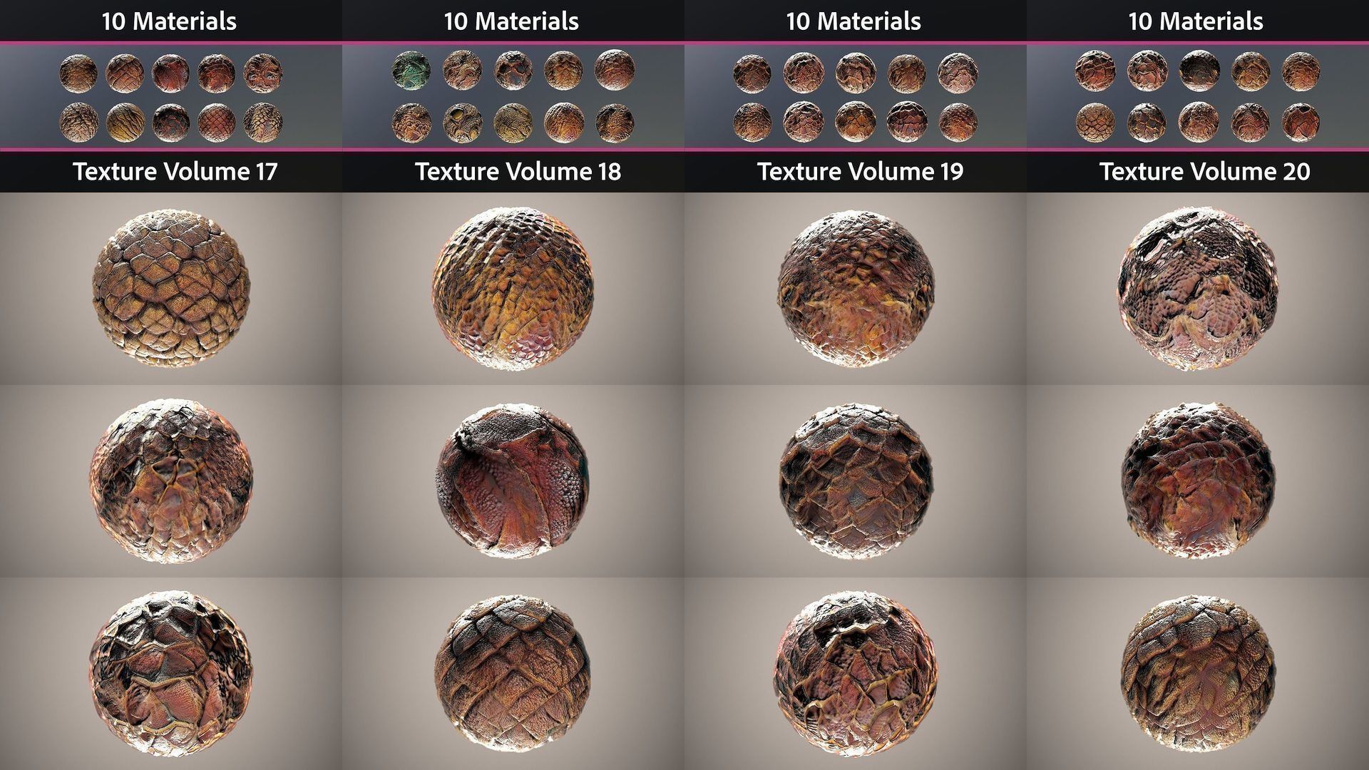 200 Materials Skin Dragon Seamless PBR Mega-Pack 1 Texture_1