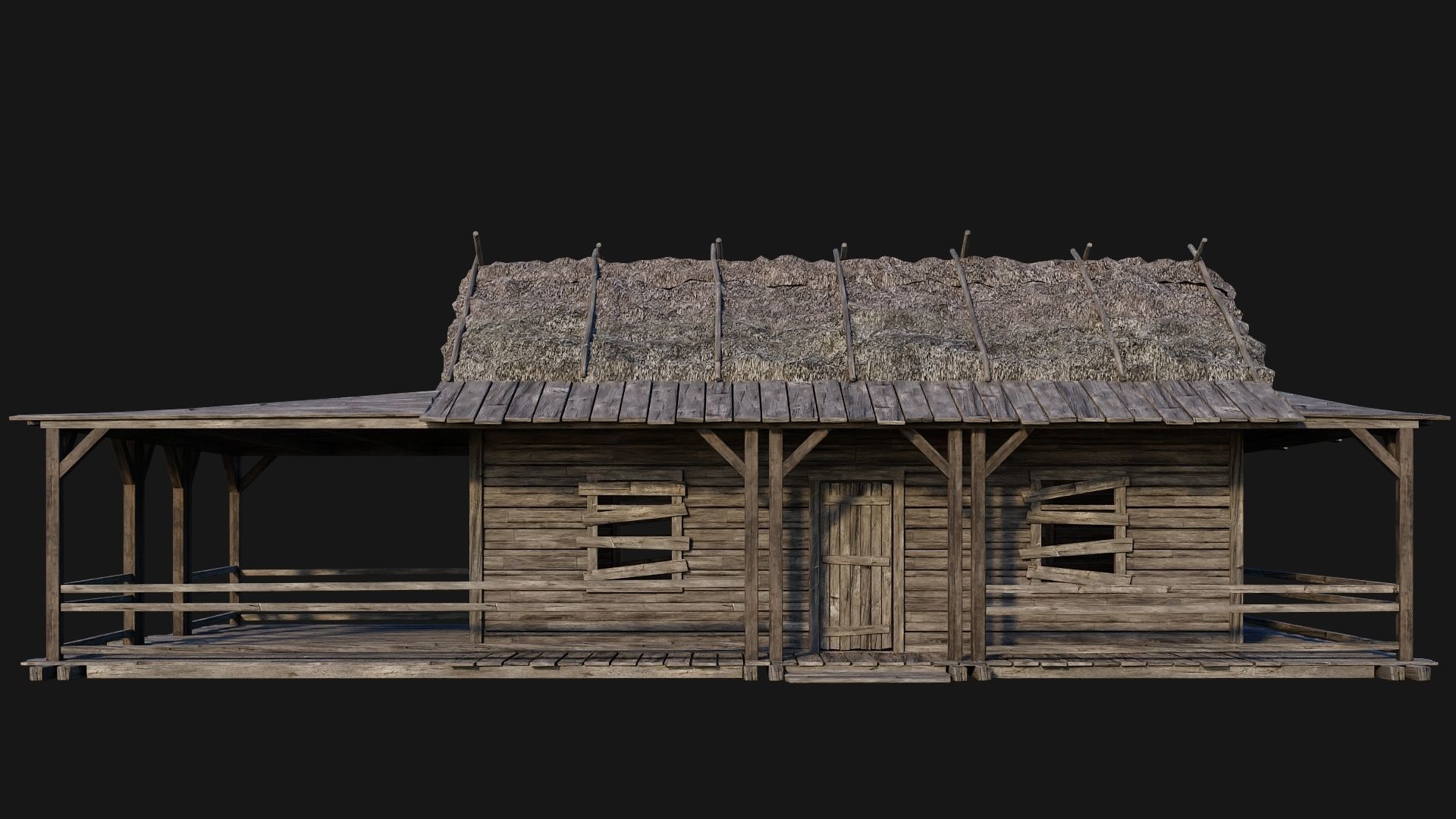 213-214-215-216 Old Medieval Houses Pack 4K Textures Low-poly 3D model_37