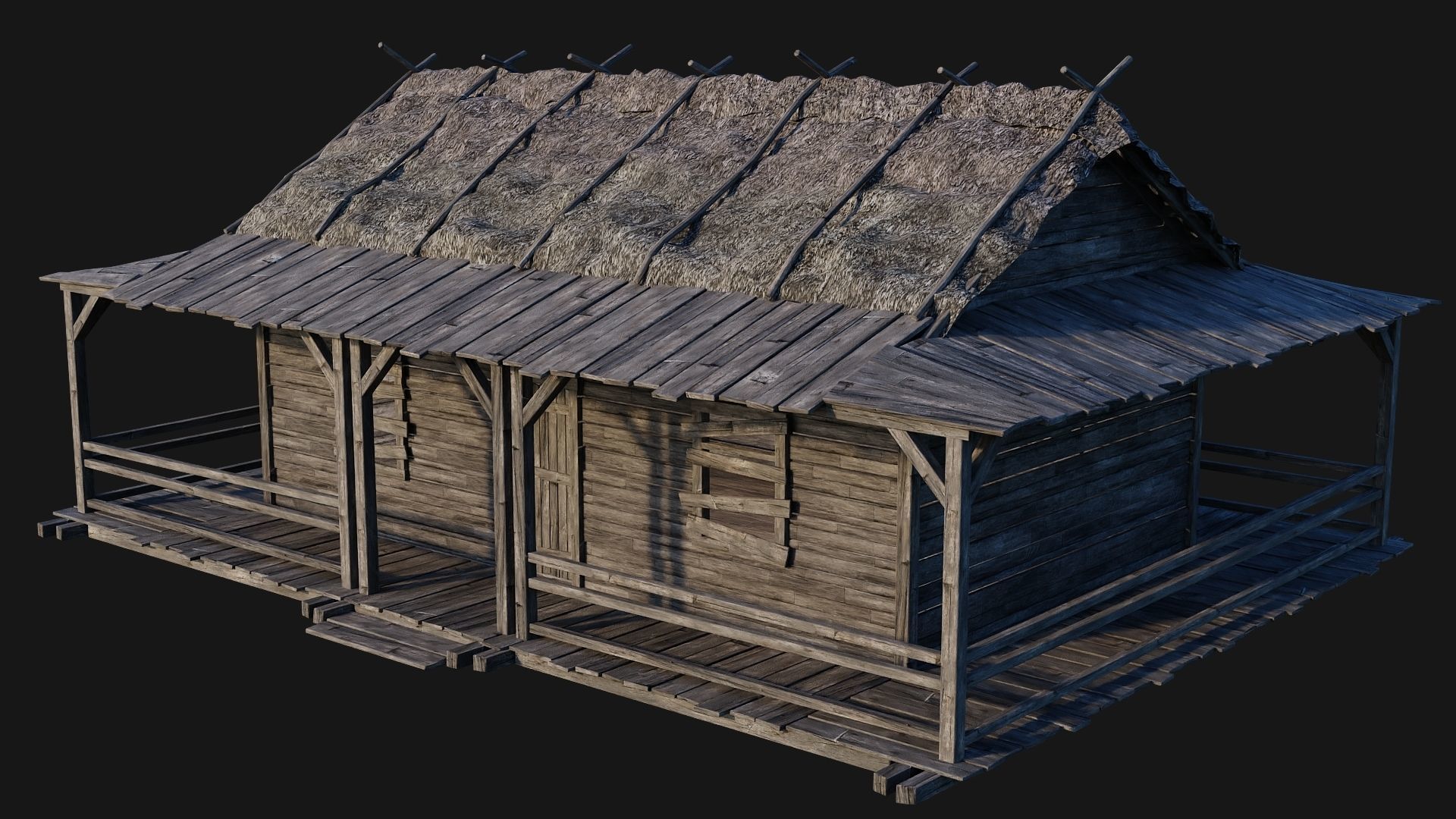 213-214-215-216 Old Medieval Houses Pack 4K Textures Low-poly 3D model_15