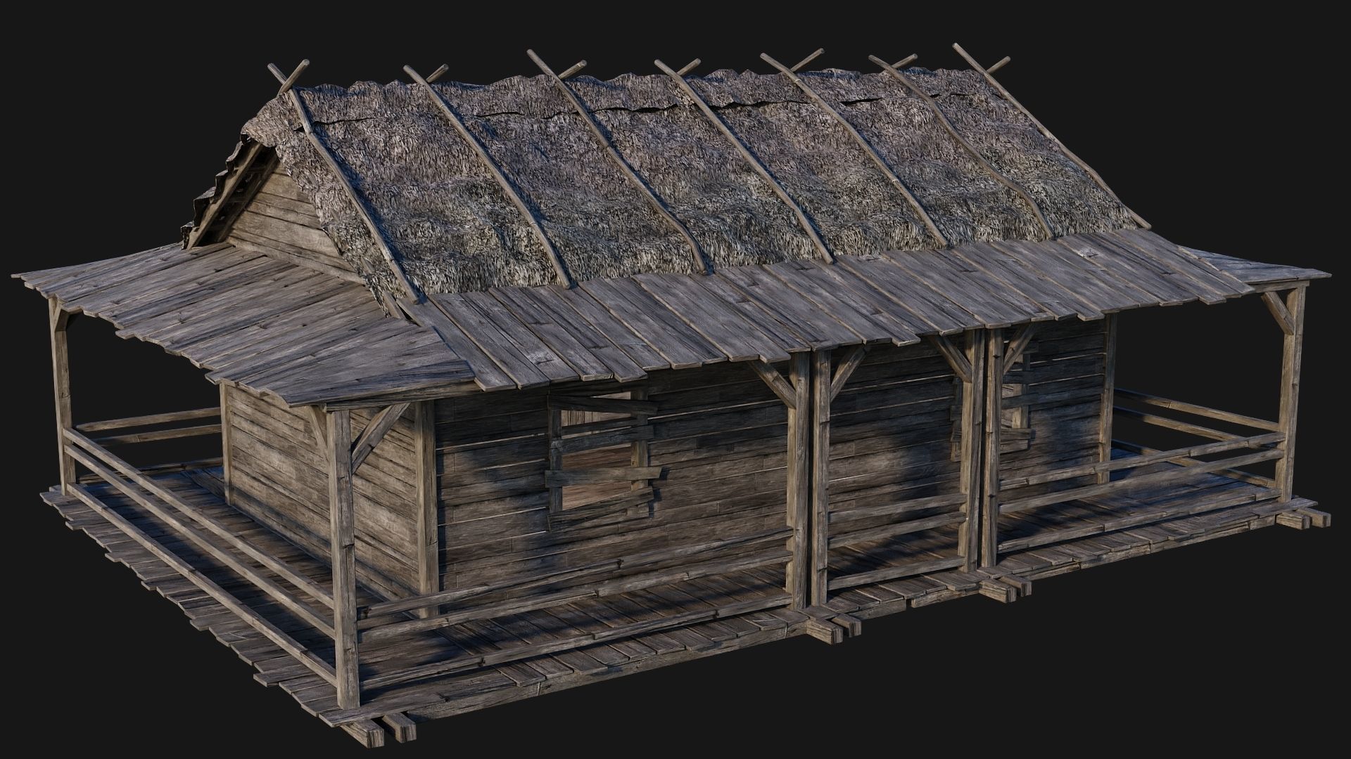 213-214-215-216 Old Medieval Houses Pack 4K Textures Low-poly 3D model_16