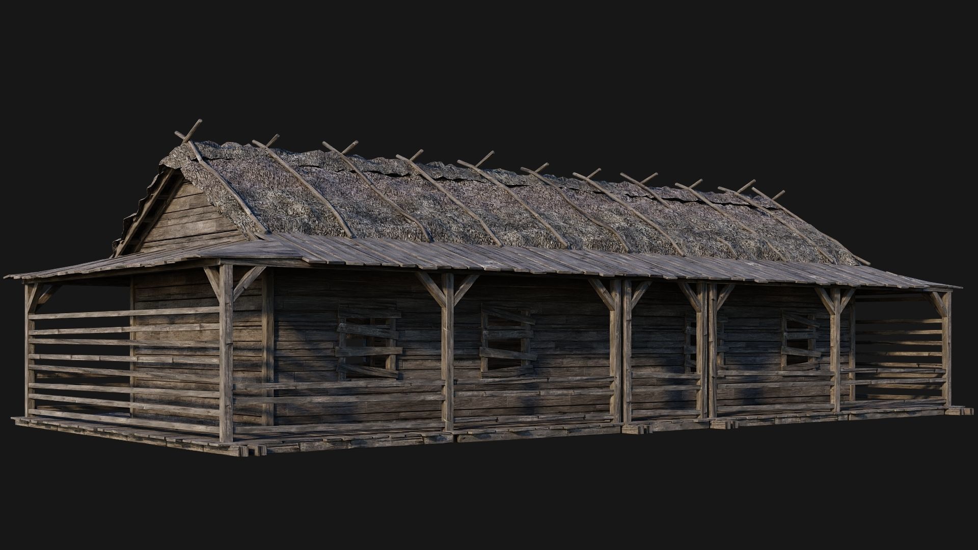 213-214-215-216 Old Medieval Houses Pack 4K Textures Low-poly 3D model_19