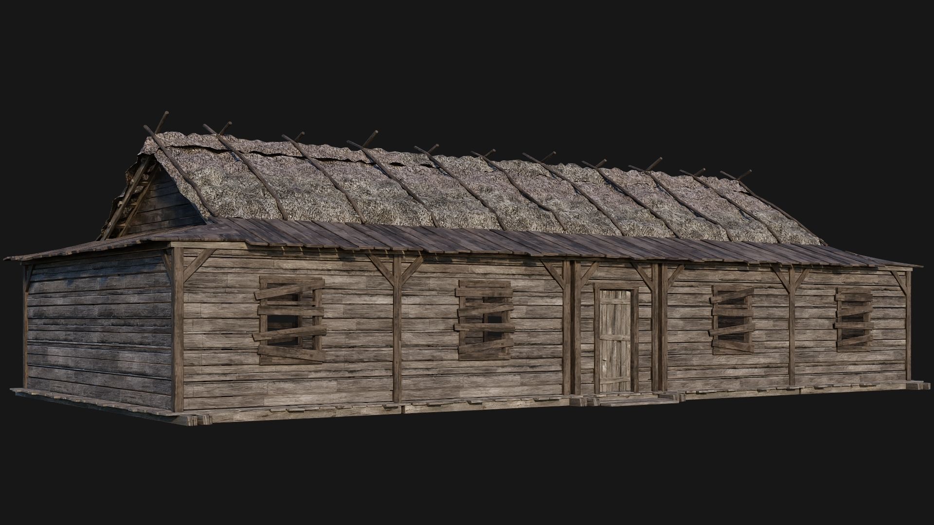 213-214-215-216 Old Medieval Houses Pack 4K Textures Low-poly 3D model_3