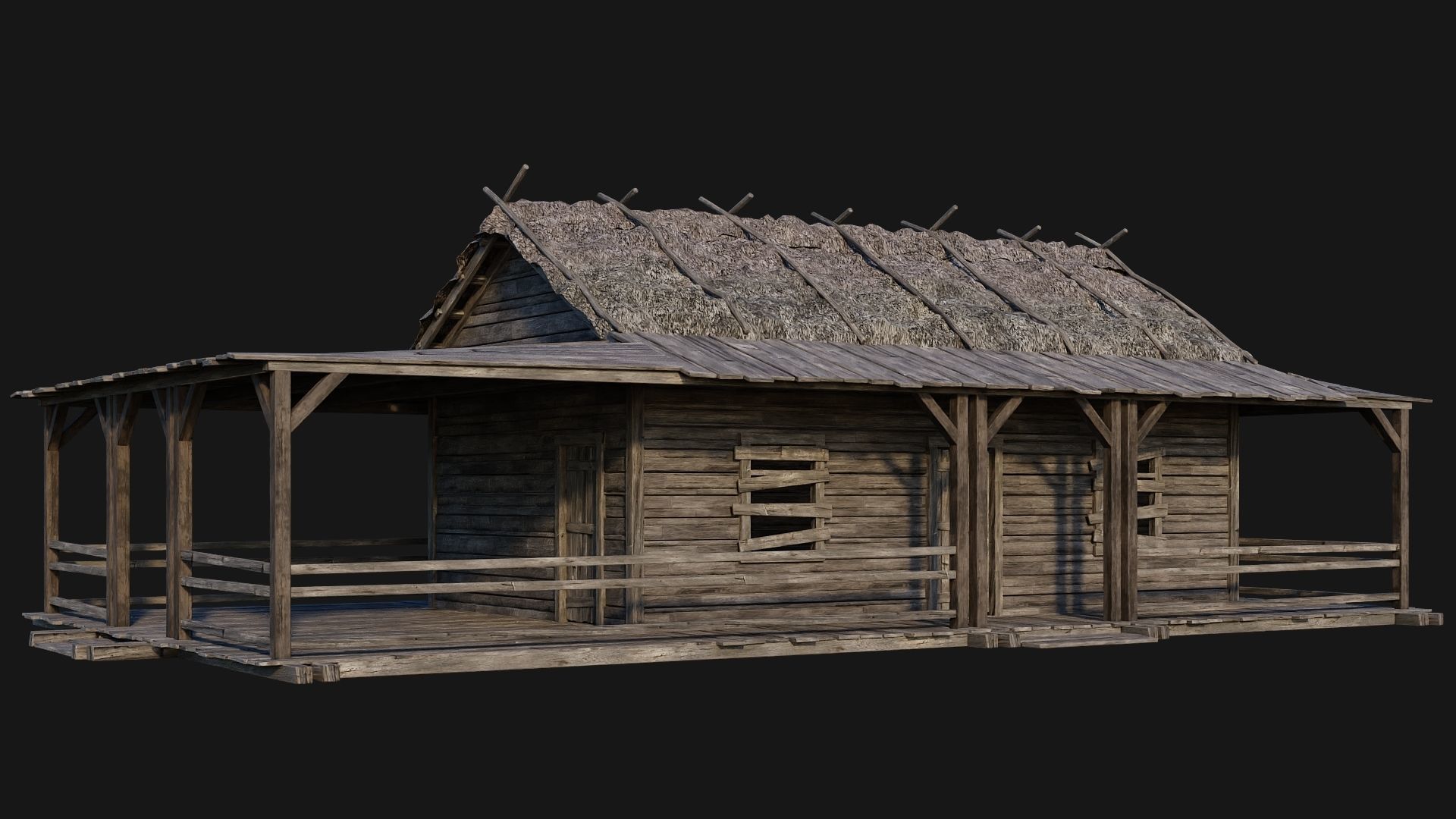 213-214-215-216 Old Medieval Houses Pack 4K Textures Low-poly 3D model_4