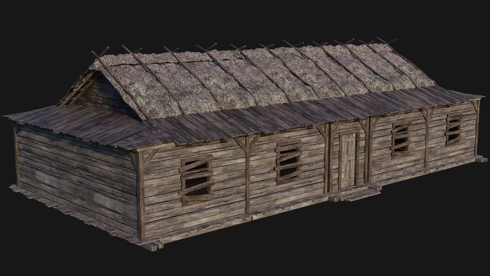 213-214-215-216 Old Medieval Houses Pack 4K Textures Low-poly 3D model_30