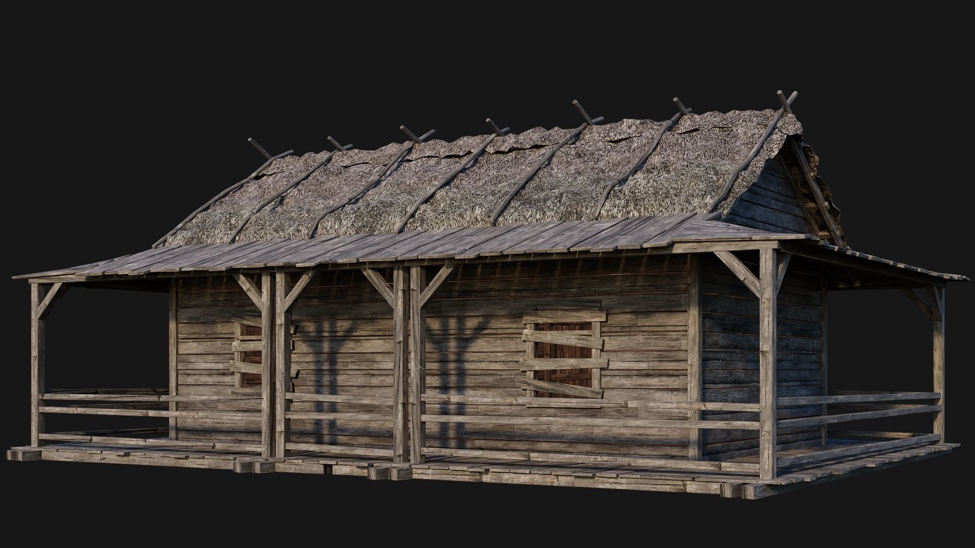 213-214-215-216 Old Medieval Houses Pack 4K Textures Low-poly 3D model_13