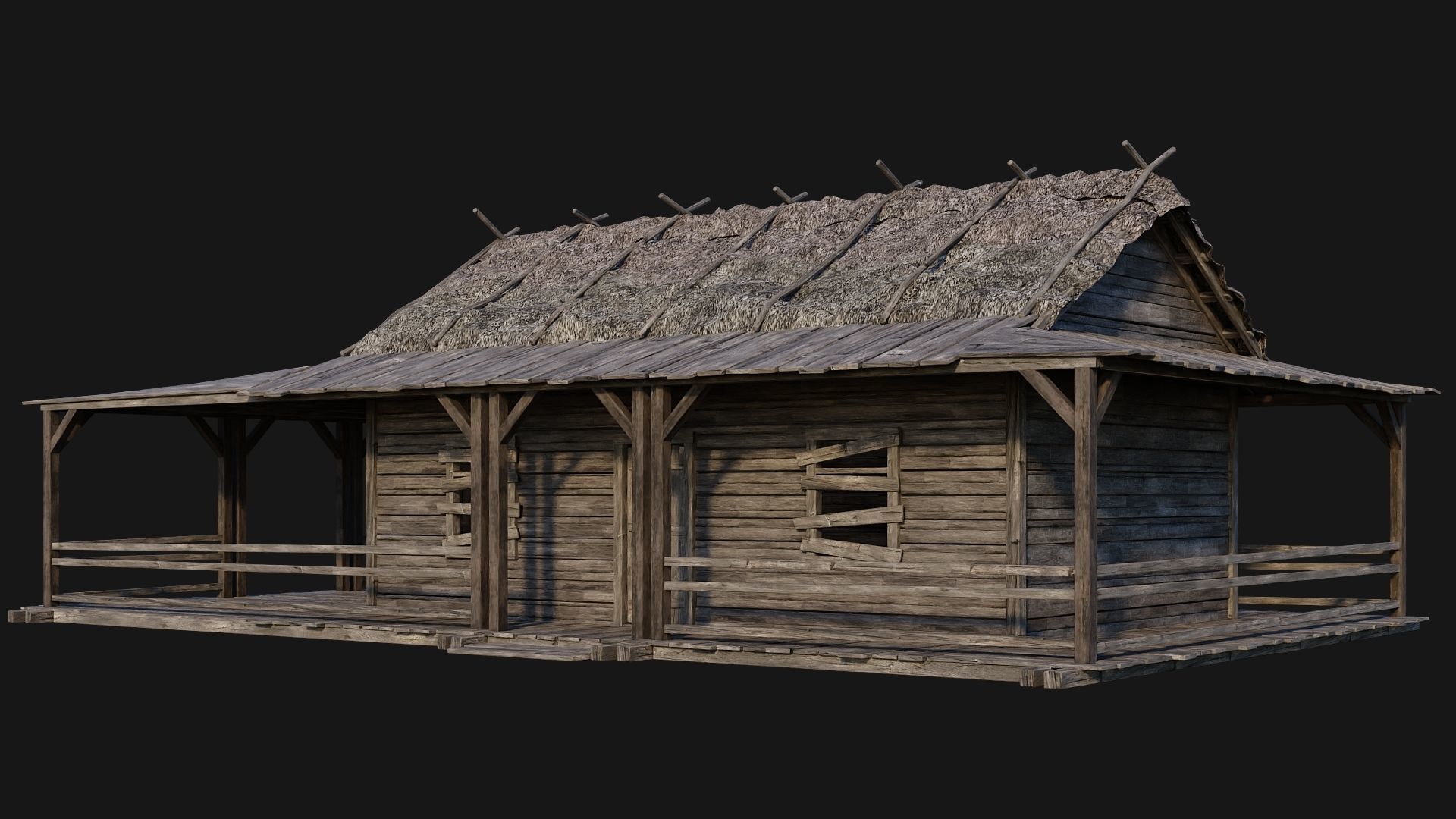 213-214-215-216 Old Medieval Houses Pack 4K Textures Low-poly 3D model_34