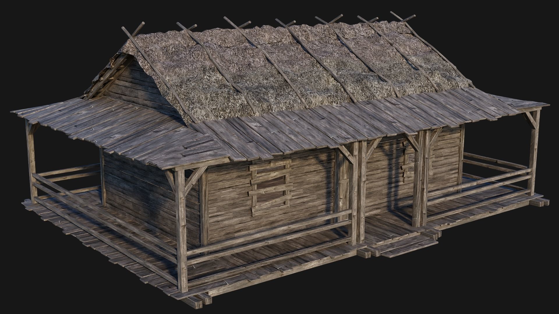 213-214-215-216 Old Medieval Houses Pack 4K Textures Low-poly 3D model_14