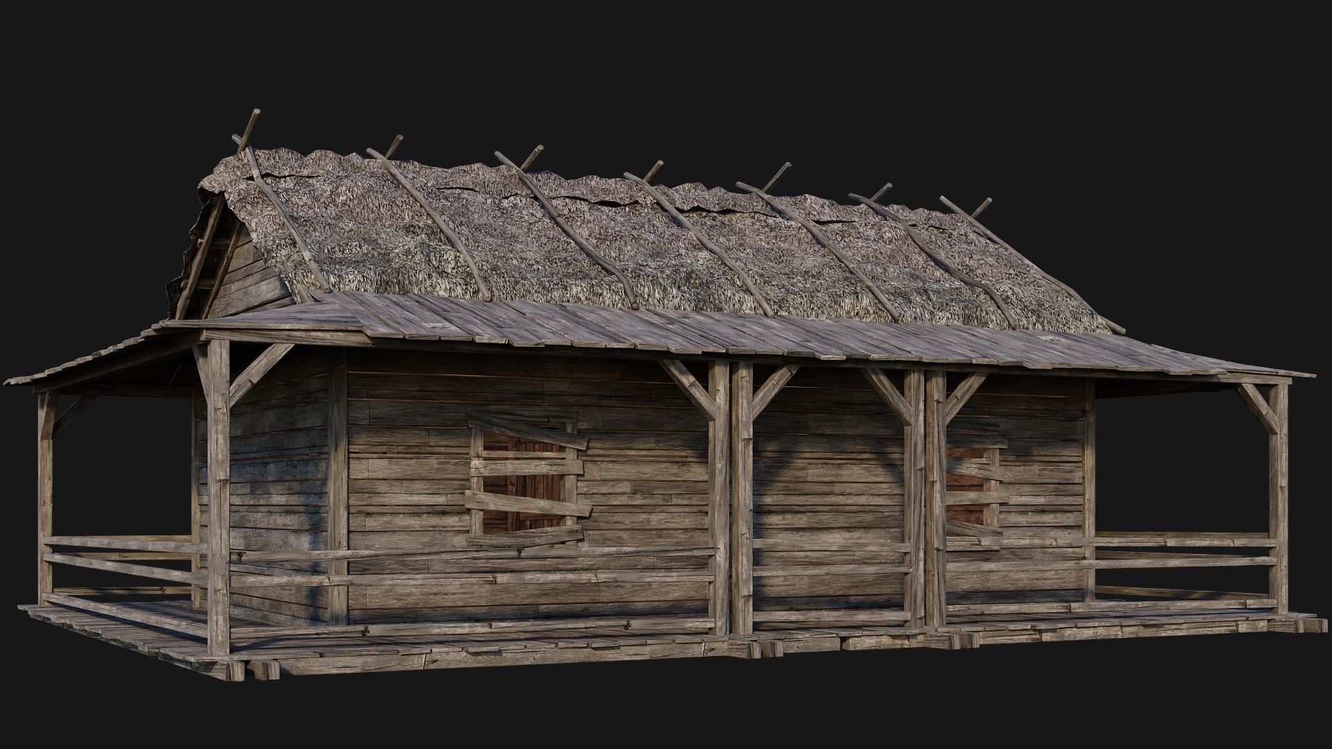 213-214-215-216 Old Medieval Houses Pack 4K Textures Low-poly 3D model_12