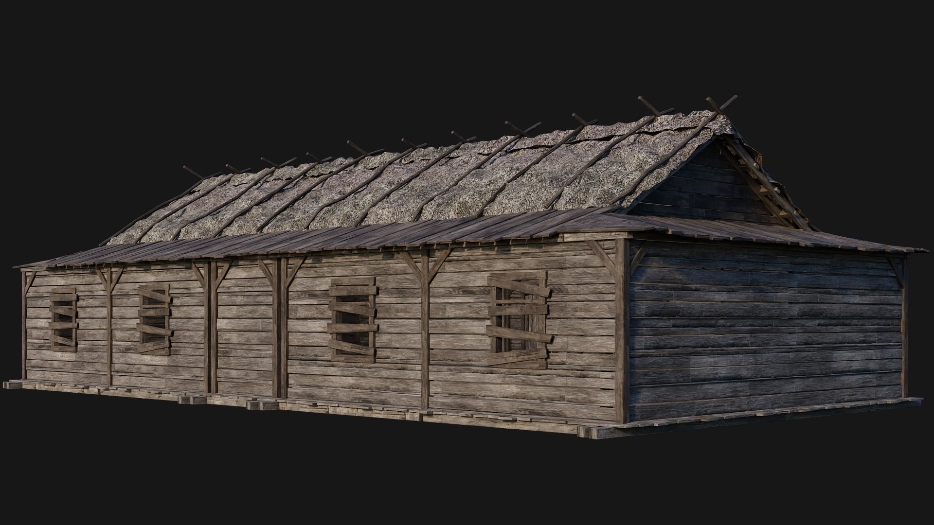 213-214-215-216 Old Medieval Houses Pack 4K Textures Low-poly 3D model_28