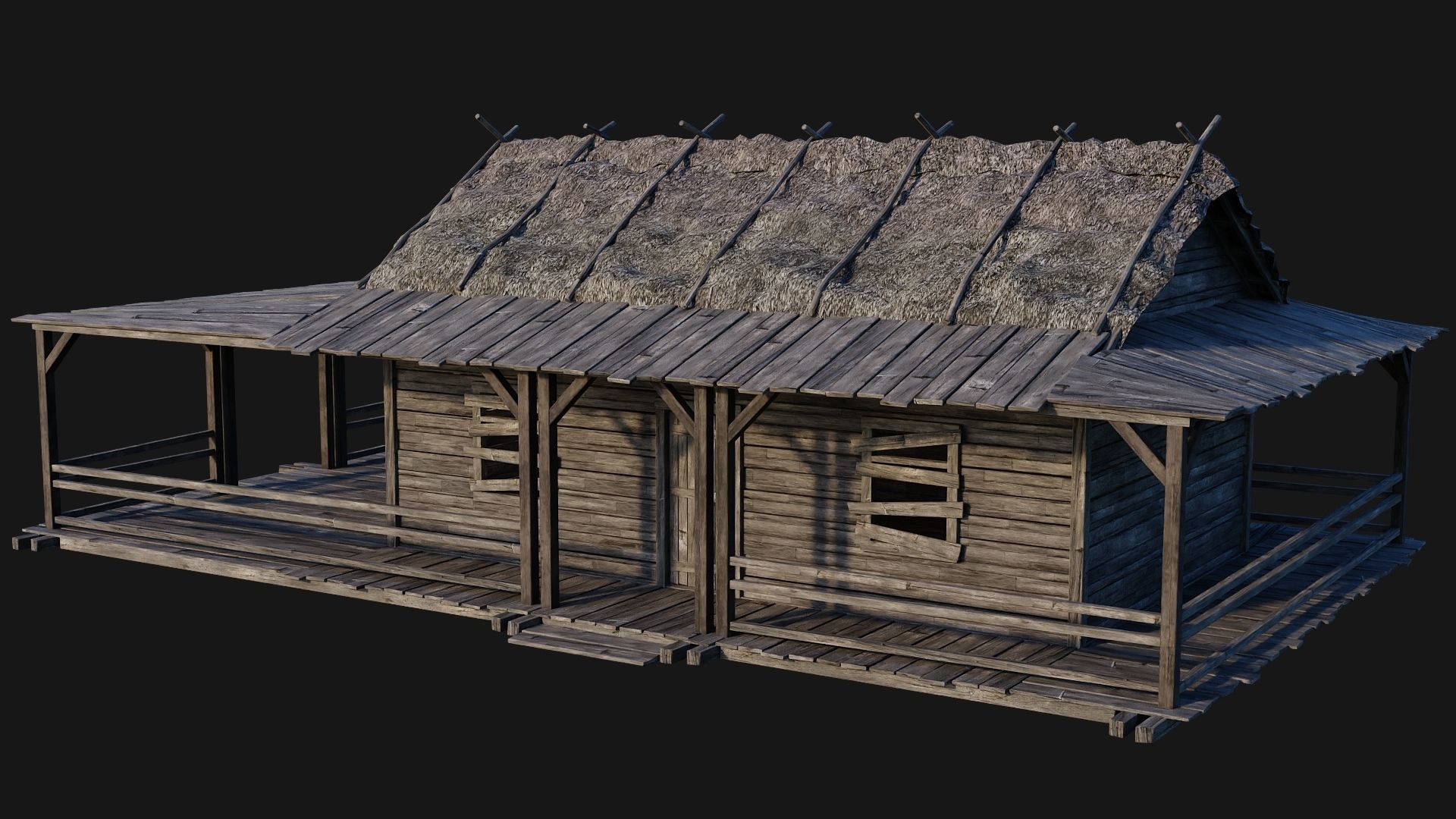 213-214-215-216 Old Medieval Houses Pack 4K Textures Low-poly 3D model_39