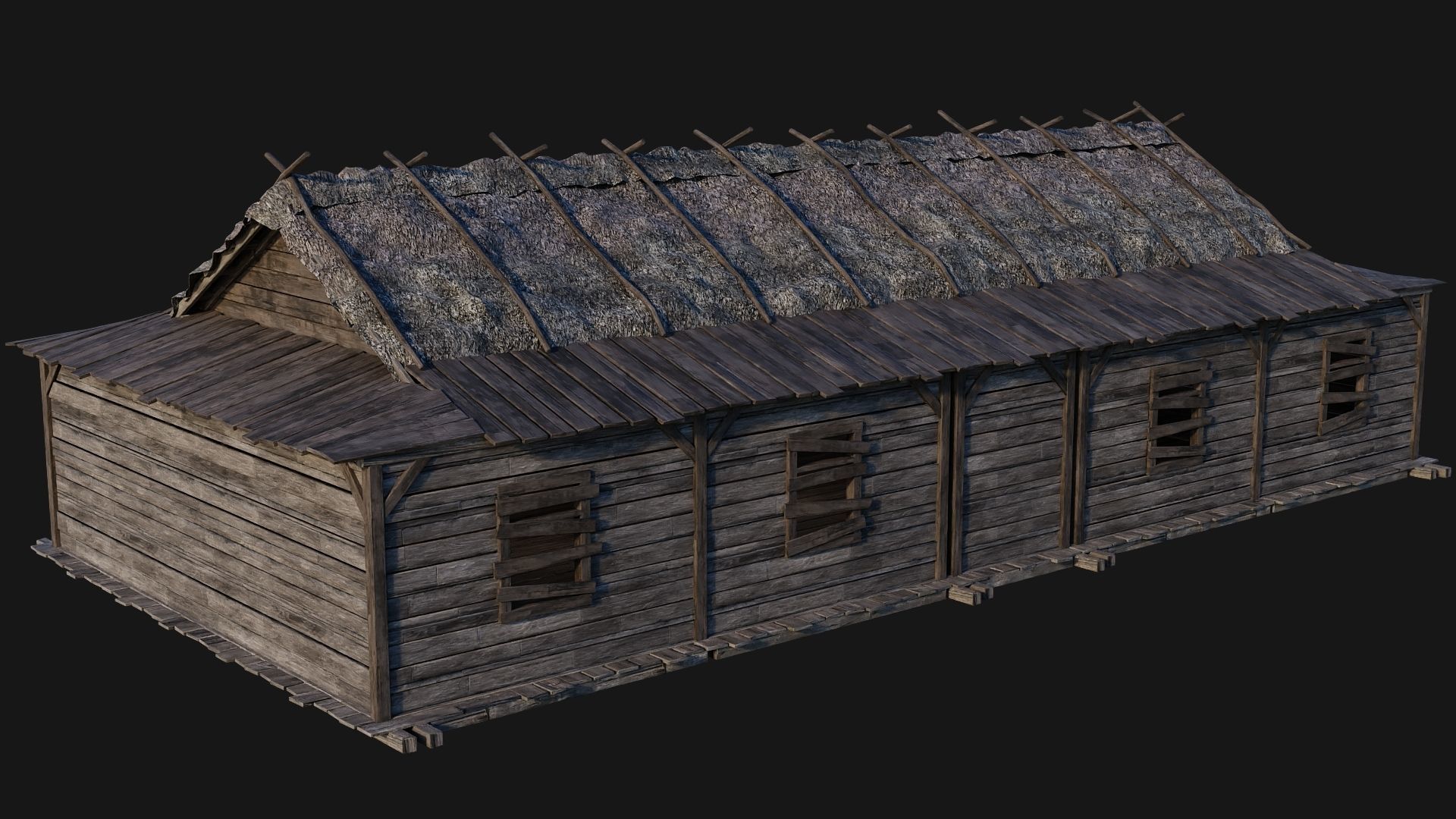 213-214-215-216 Old Medieval Houses Pack 4K Textures Low-poly 3D model_32